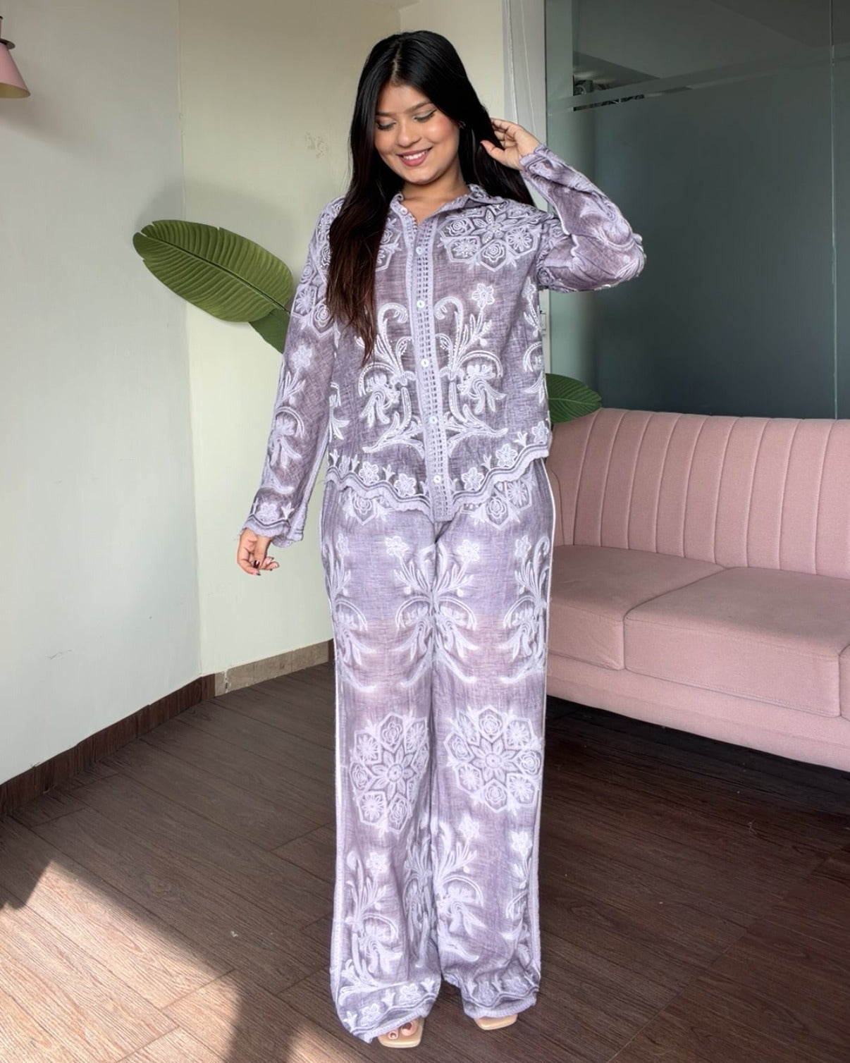Sequin Detailing Tissue Cotton Co-ord Set