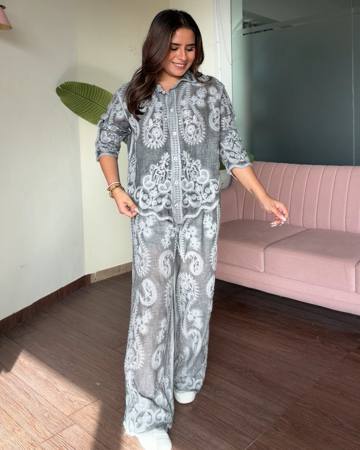 Sequin Detailing Tissue Cotton Co-ord Set