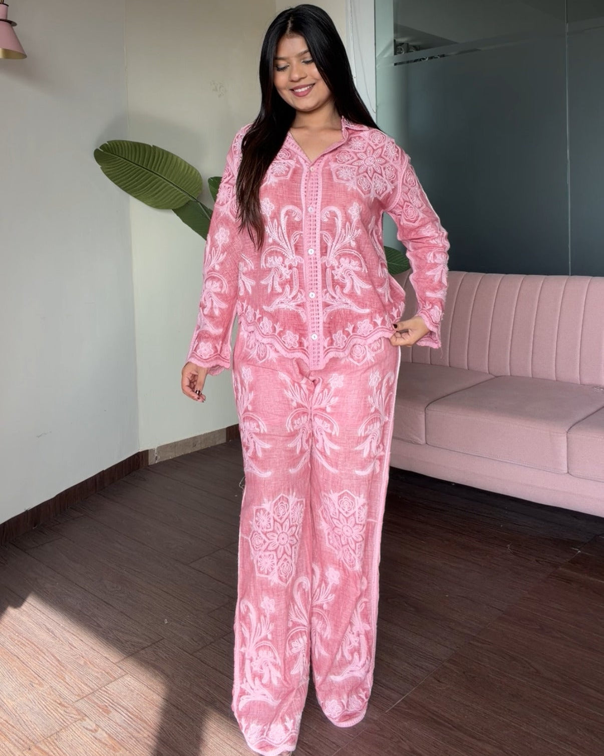 Sequin Detailing Tissue Cotton Co-ord Set