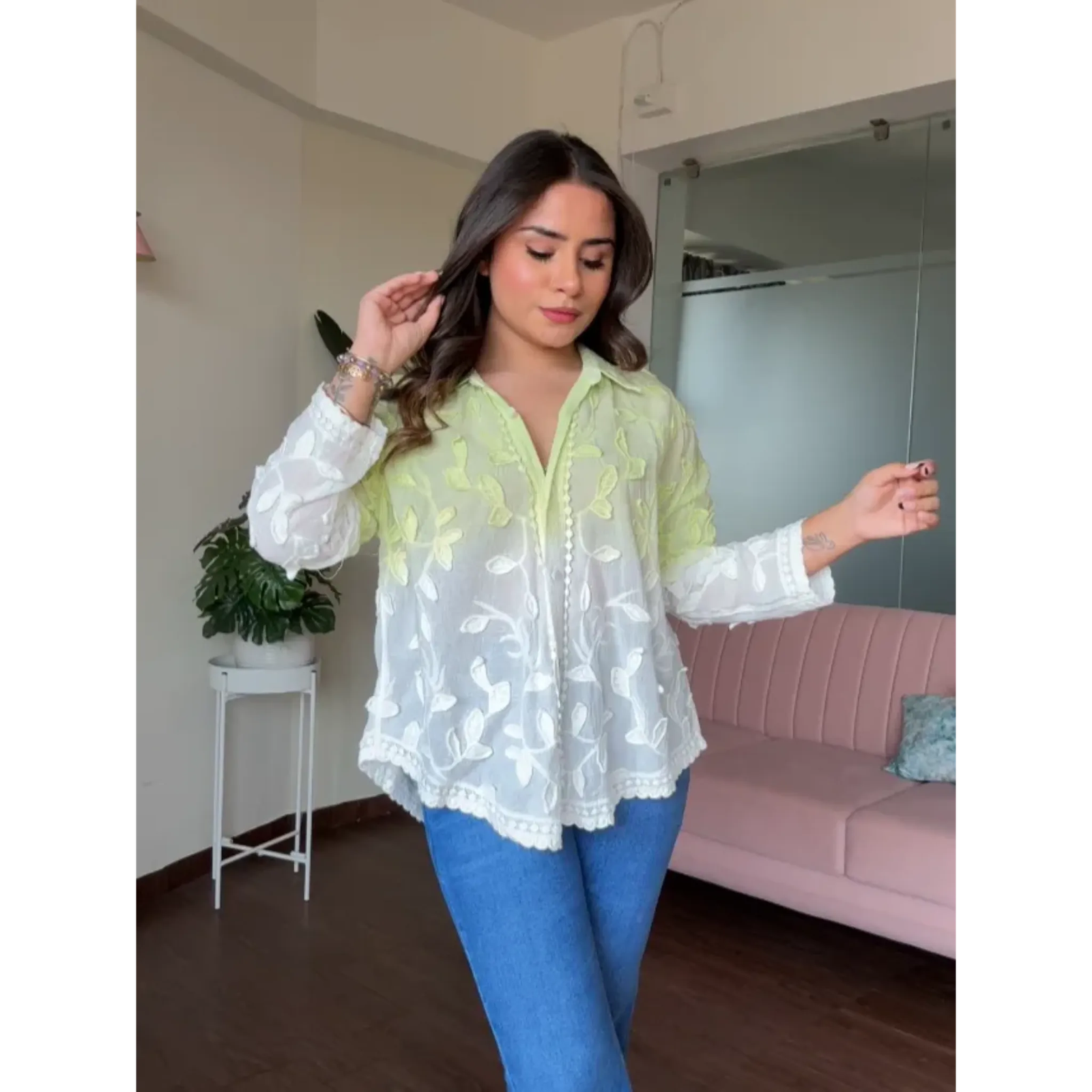 Tissue Ombre Embroidered Summer Shirt