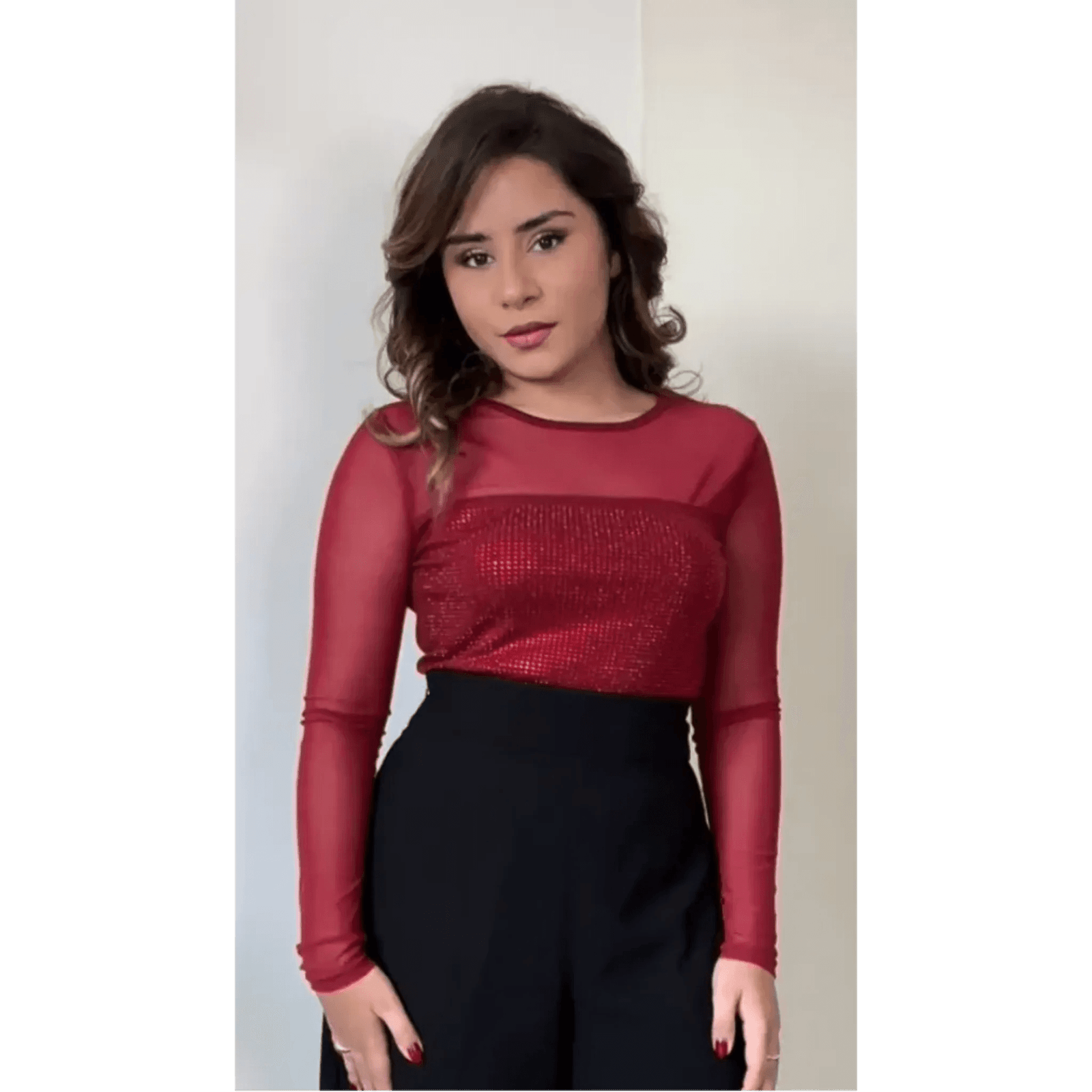 Mesh Rhinestone Top