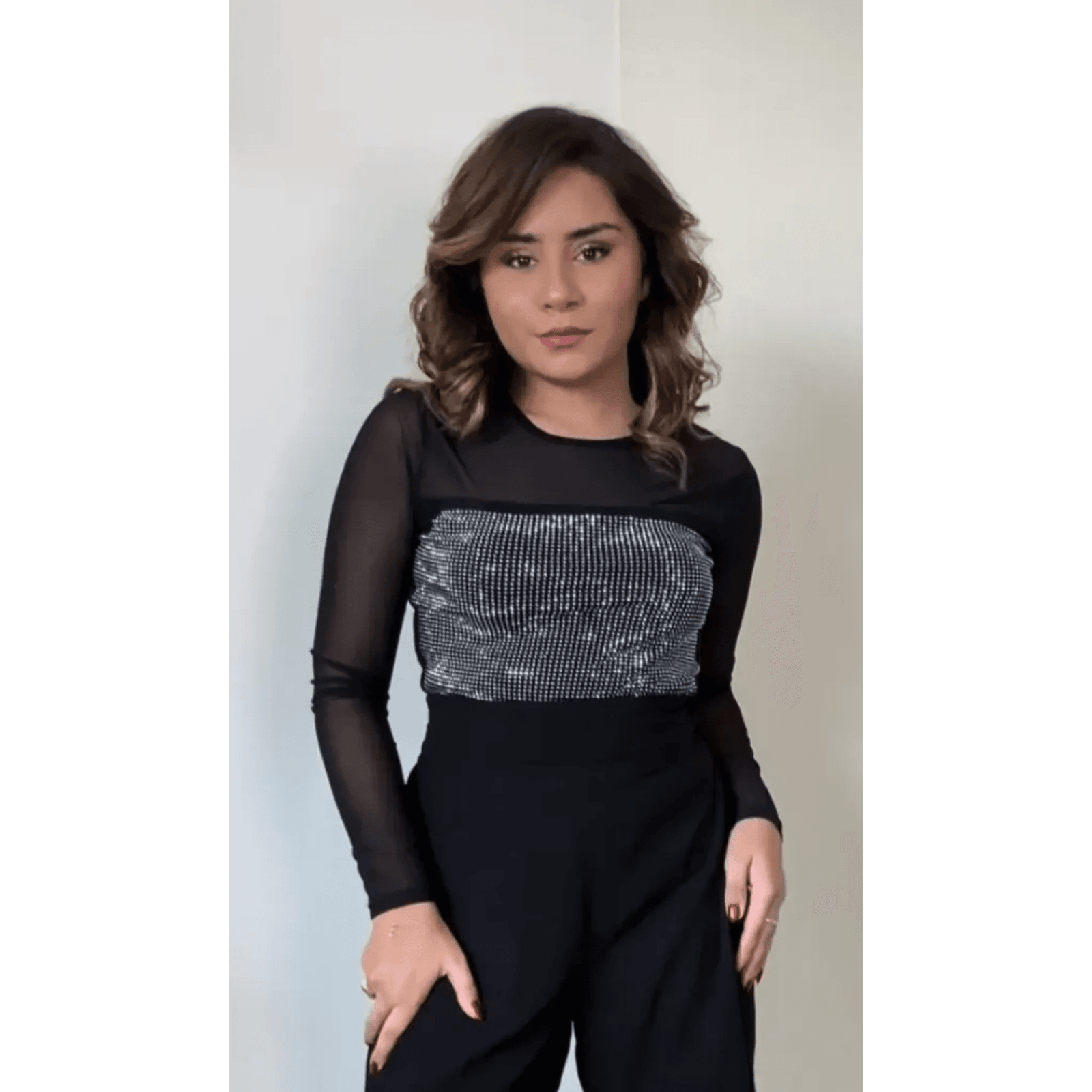 Mesh Rhinestone Top