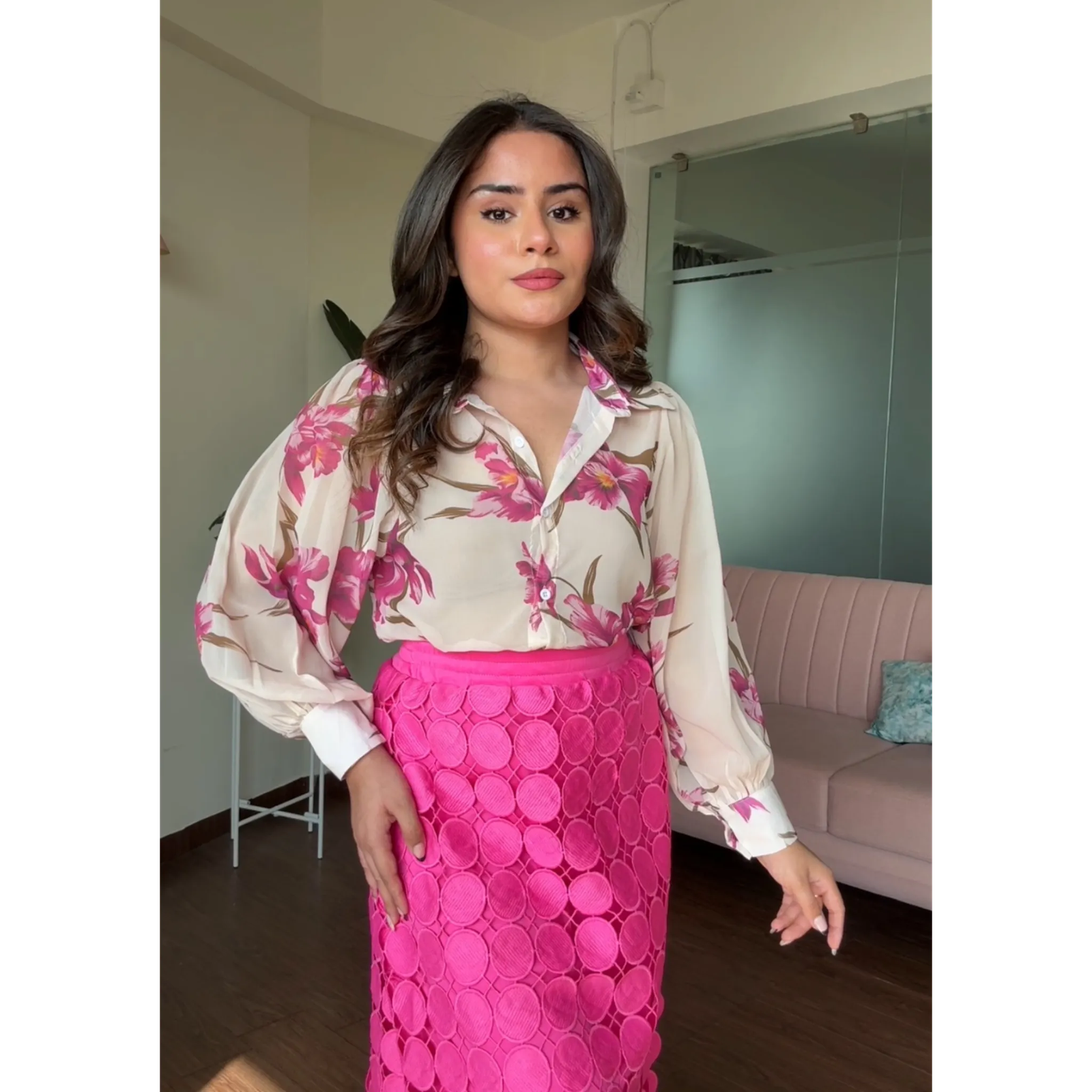 Chiffon Shirt and Coin Skirt Set