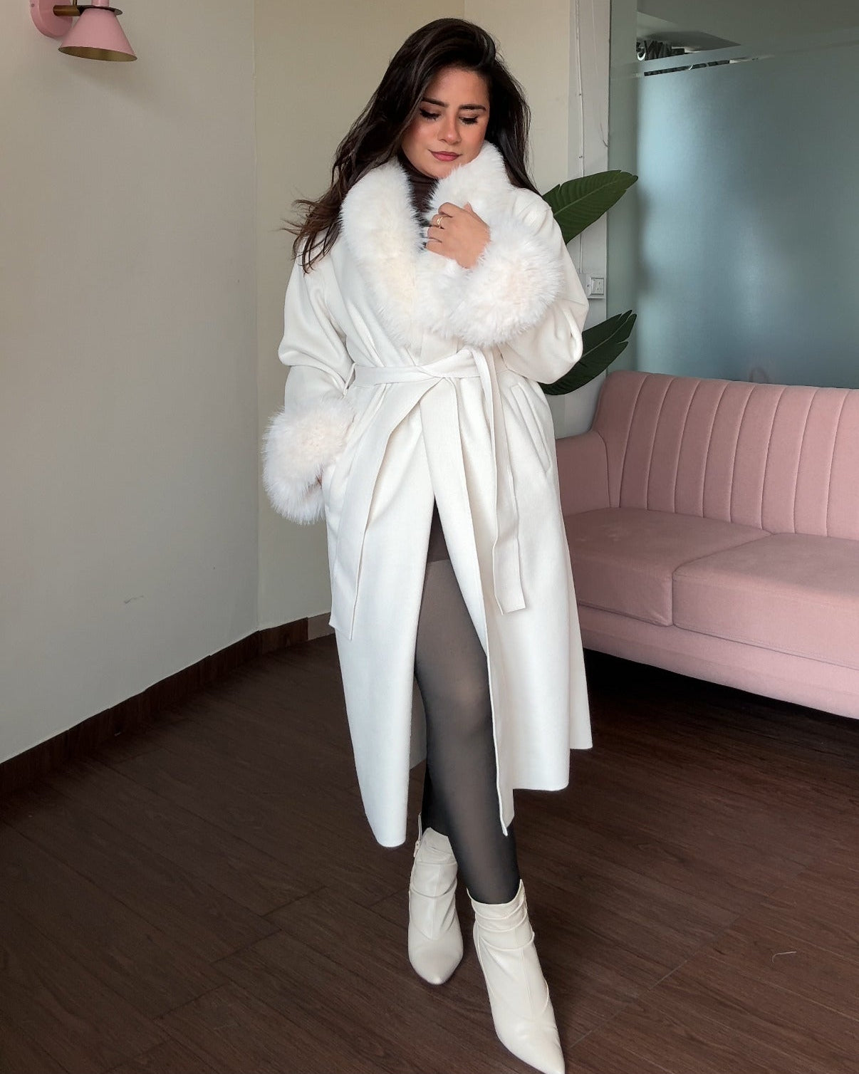 Fur Detailing Woollen Coat