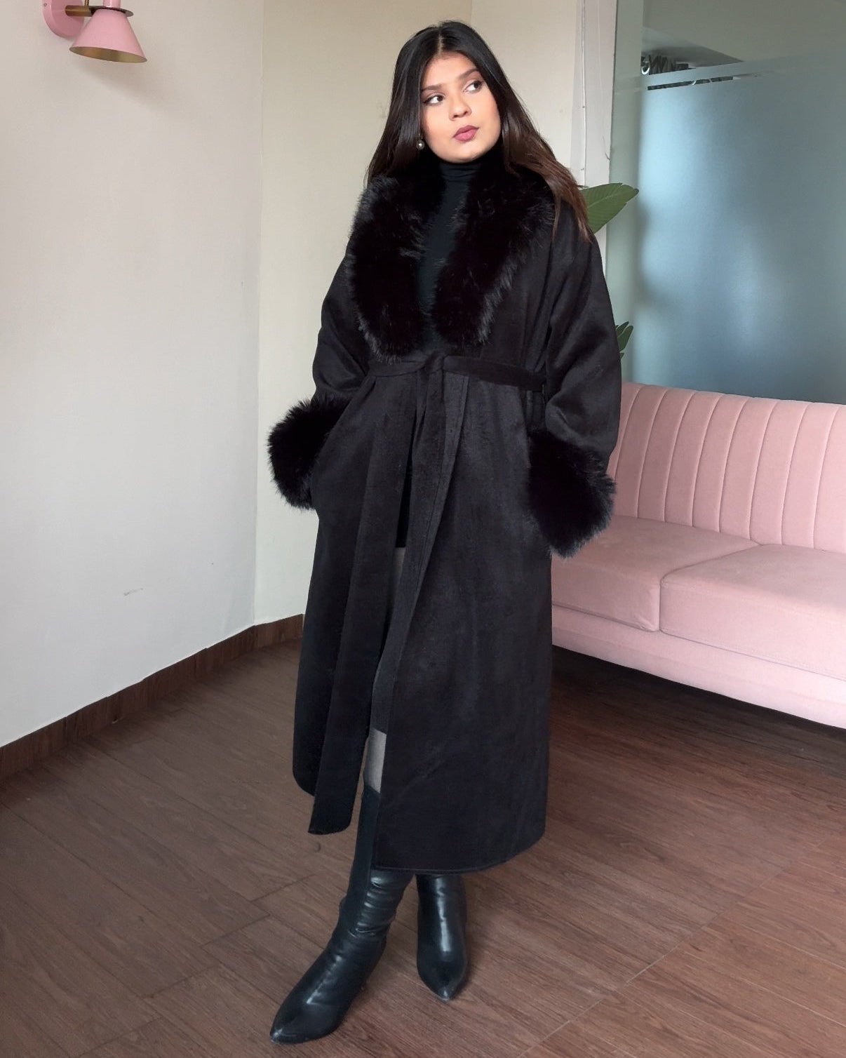 Fur Detailing Woollen Coat