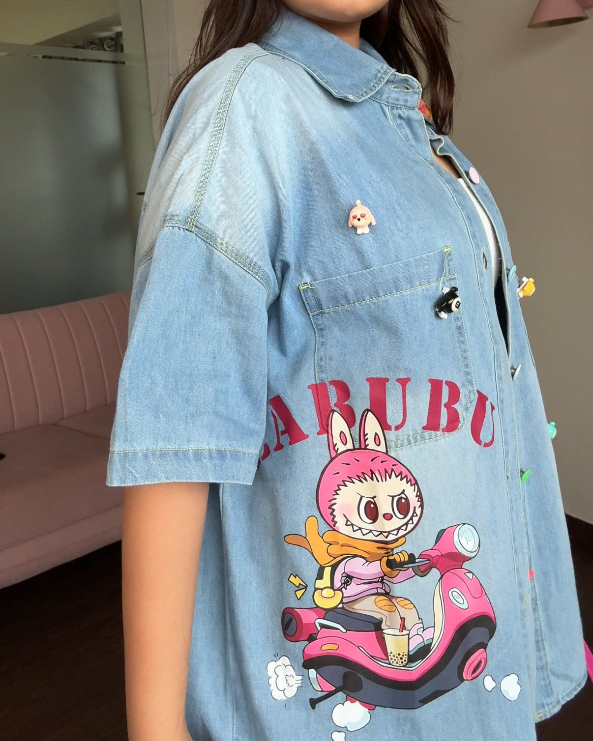 Labubu Inspired Denim Shirt