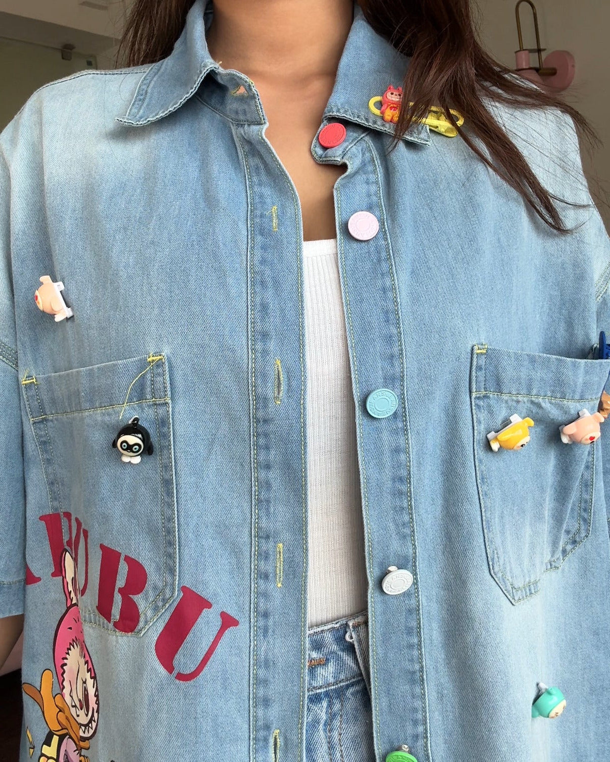 Labubu Inspired Denim Shirt