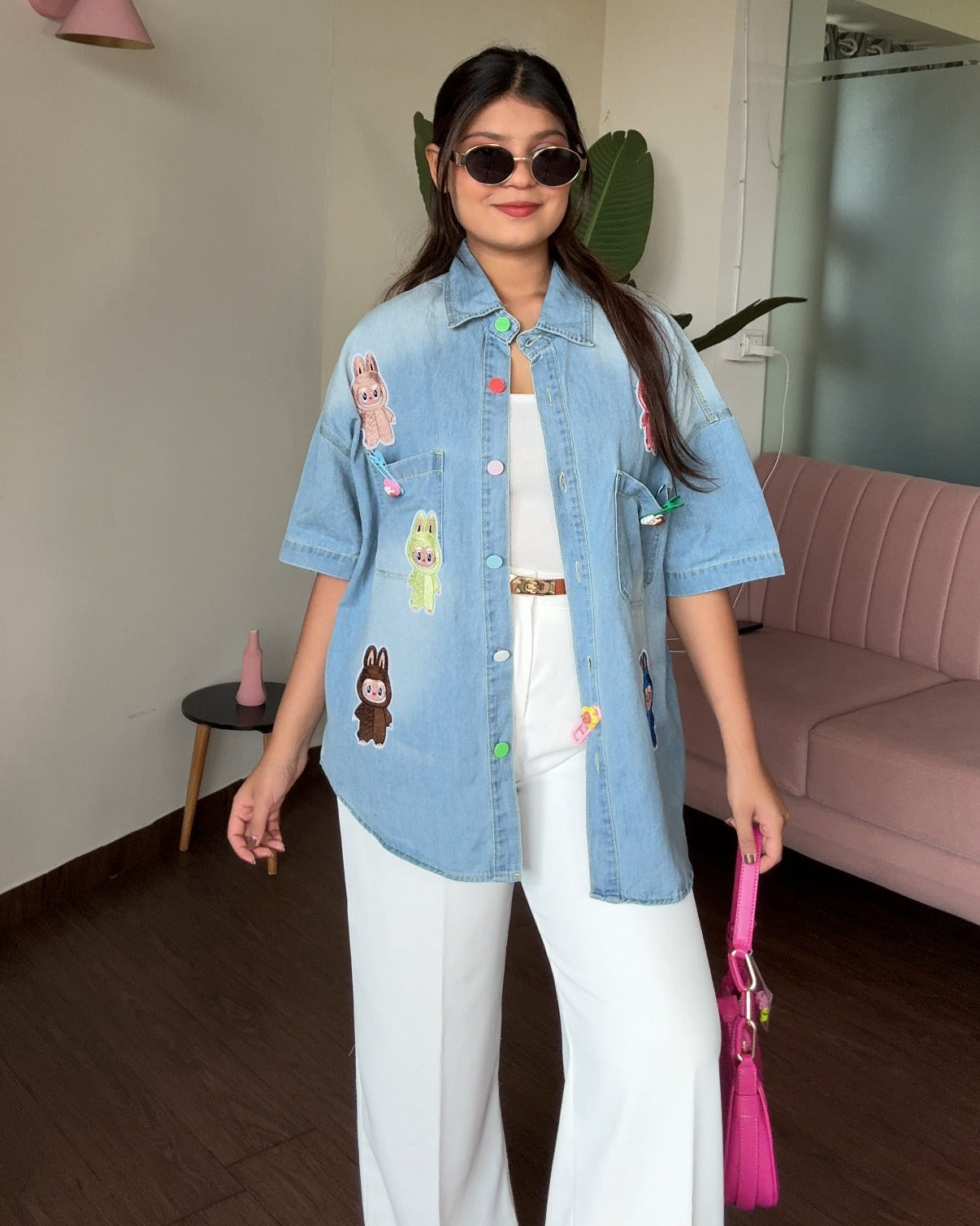 Labubu Inspired Denim Shirt
