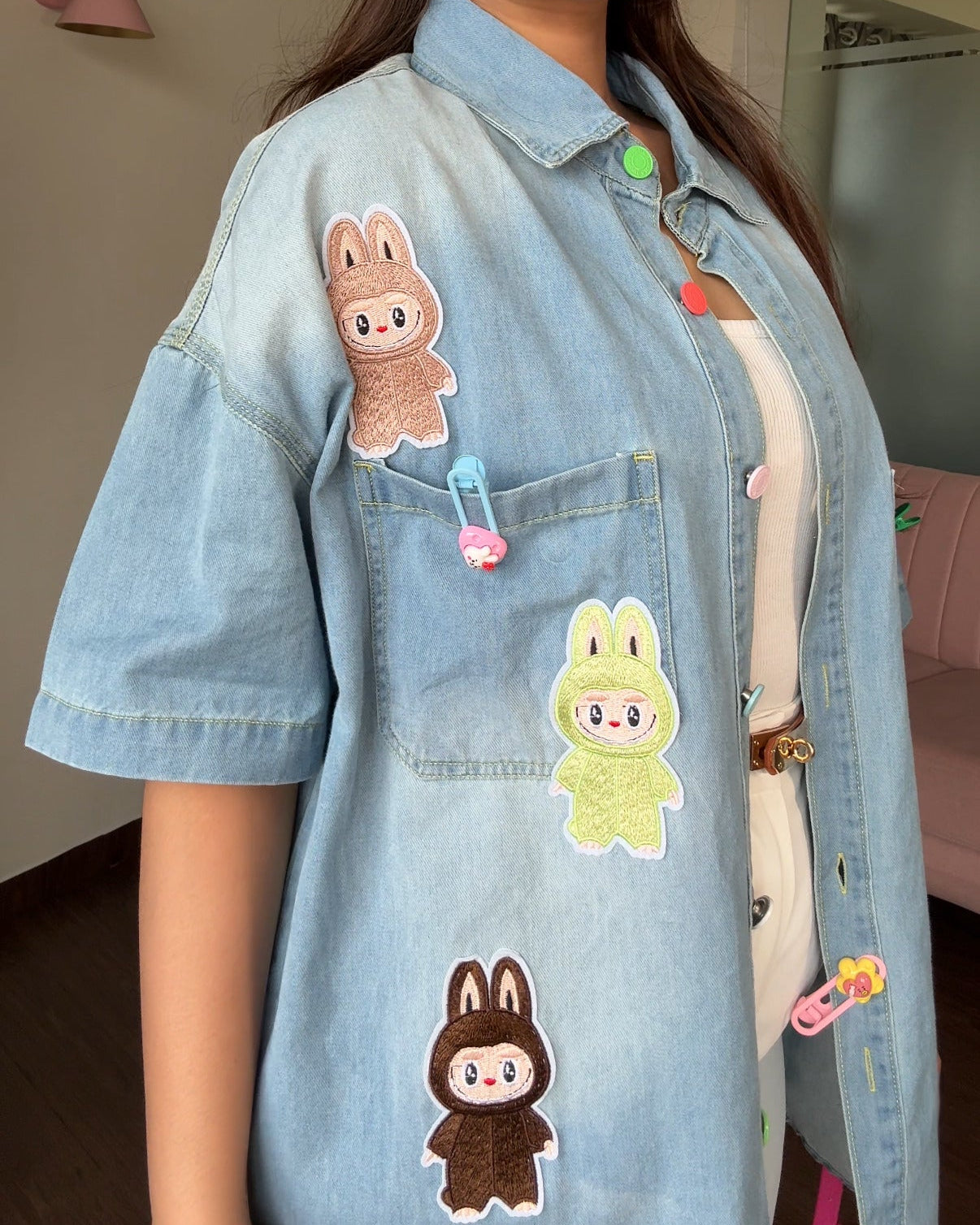 Labubu Inspired Denim Shirt