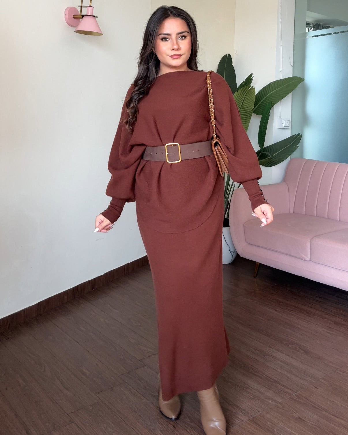 3 Piece Baggy Knitted Winter Co-ord With Belt