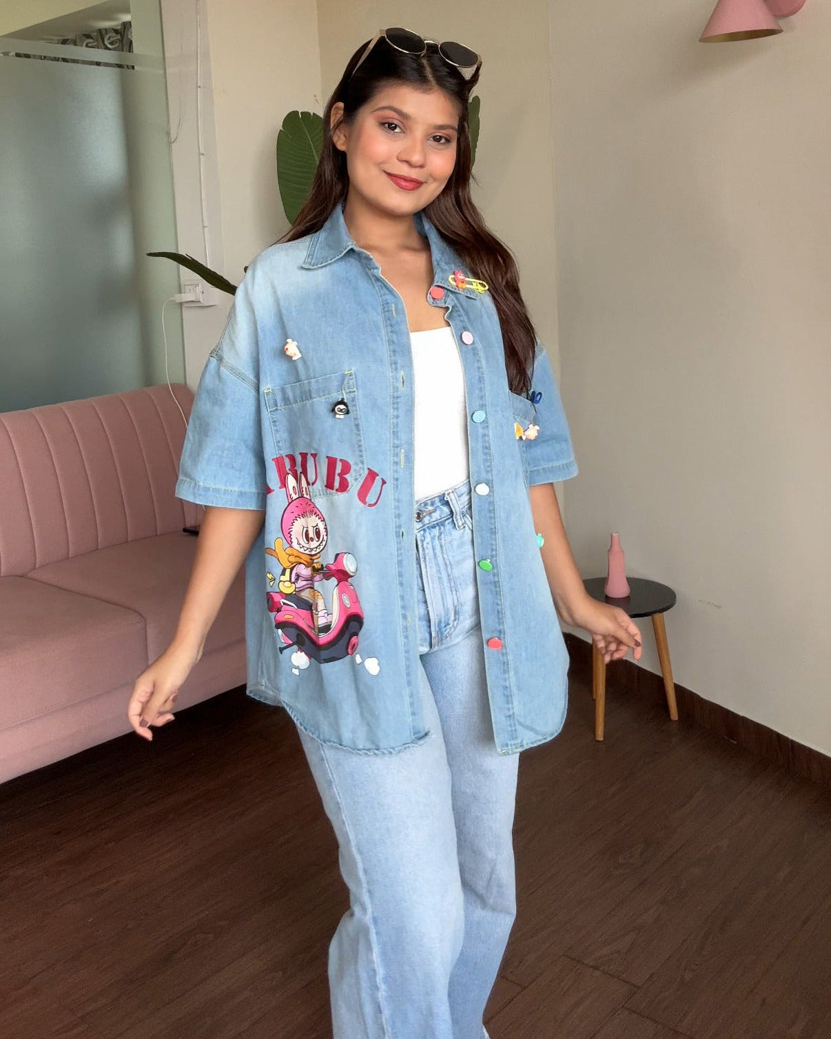 Labubu Inspired Denim Shirt