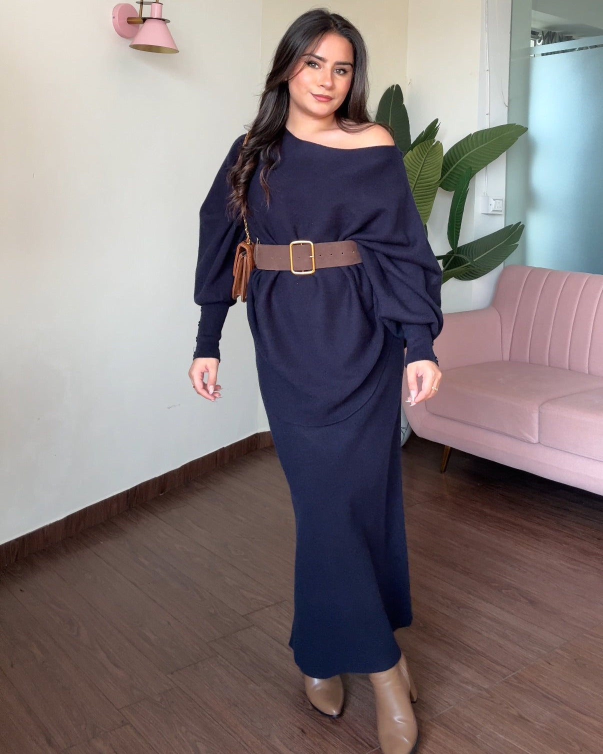 3 Piece Baggy Knitted Winter Co-ord With Belt