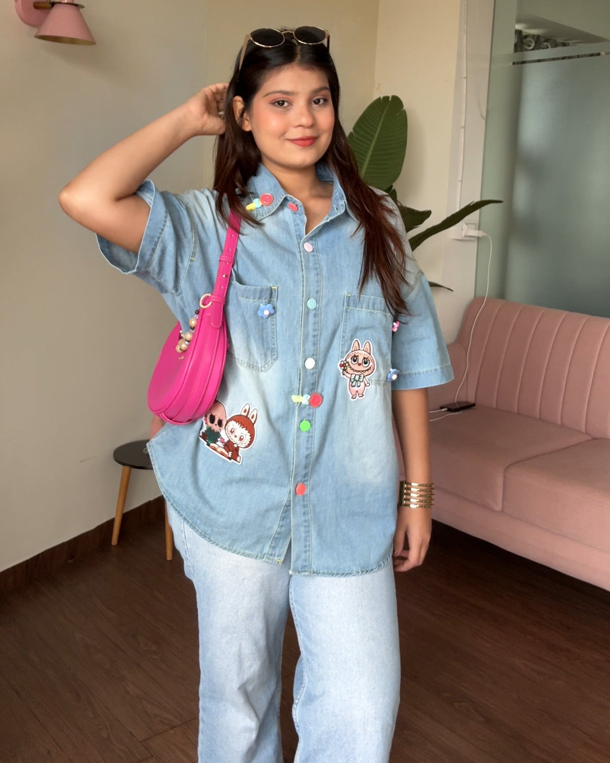 Labubu Inspired Denim Shirt