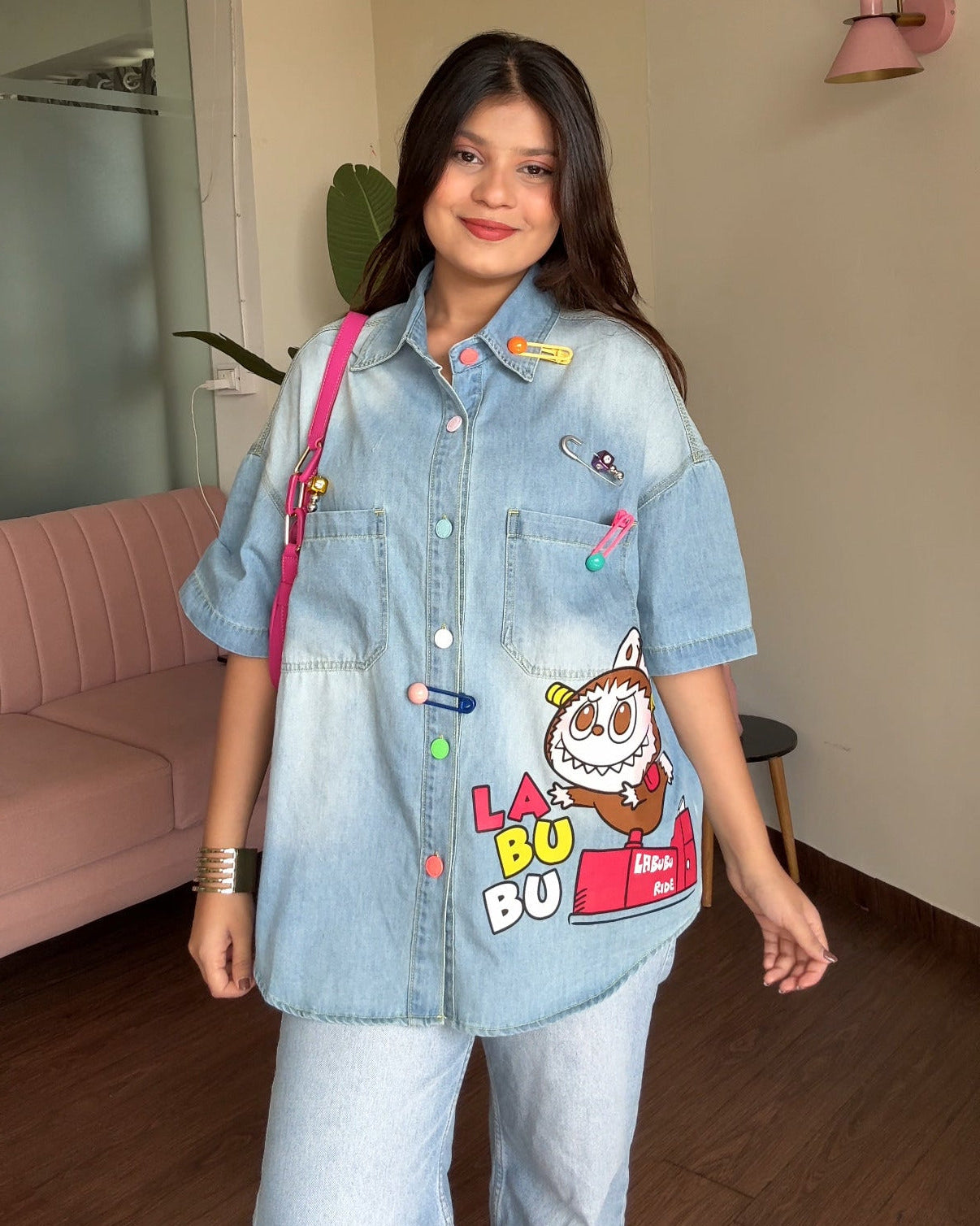 Labubu Inspired Denim Shirt