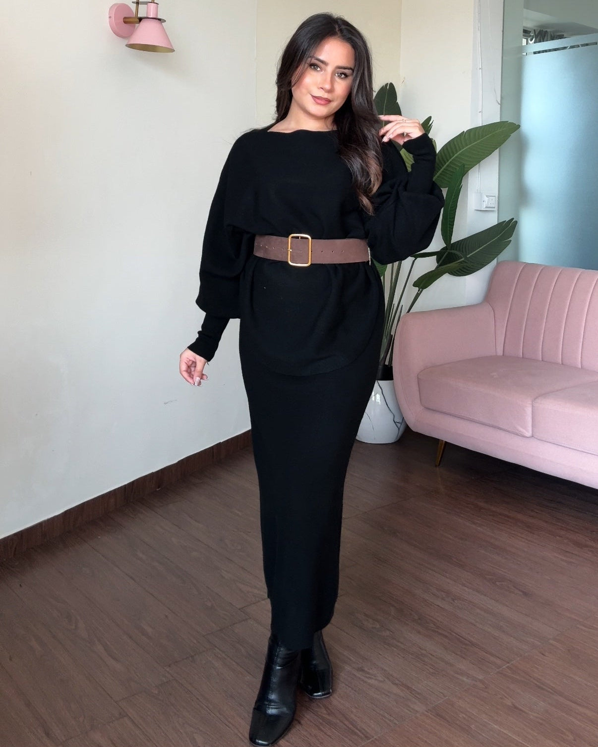 3 Piece Baggy Knitted Winter Co-ord With Belt