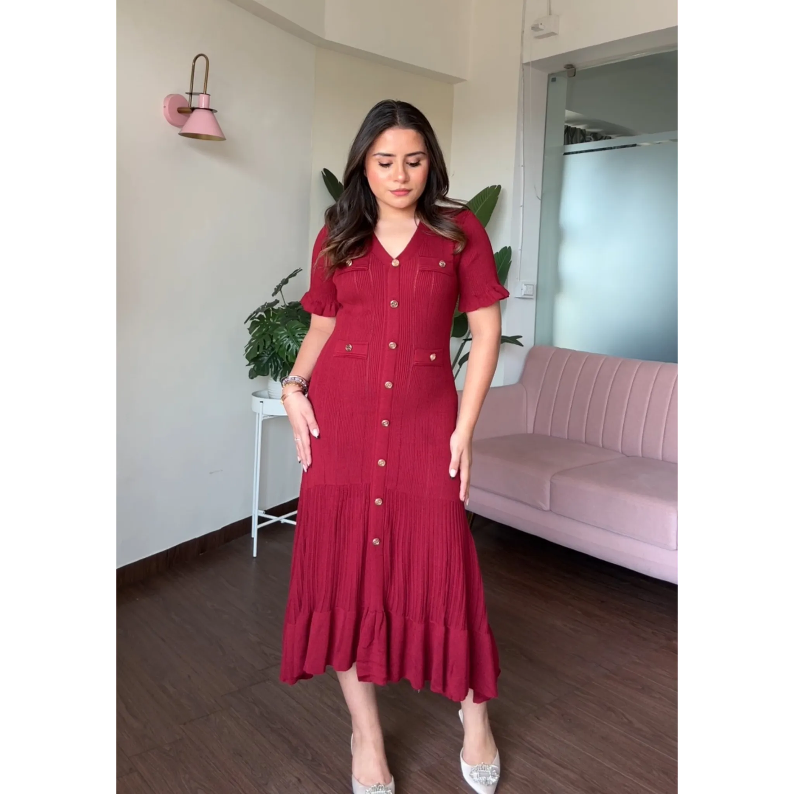 Summer Knit Flared Midi Dress