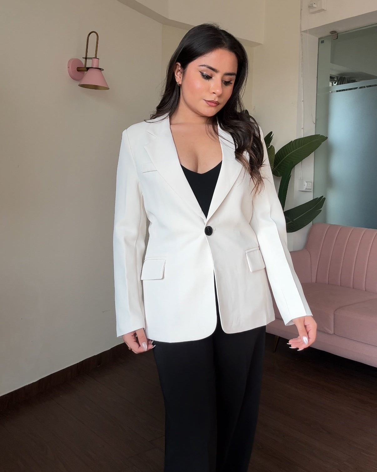 Premium Fitted Blazer With Shoulder Padding