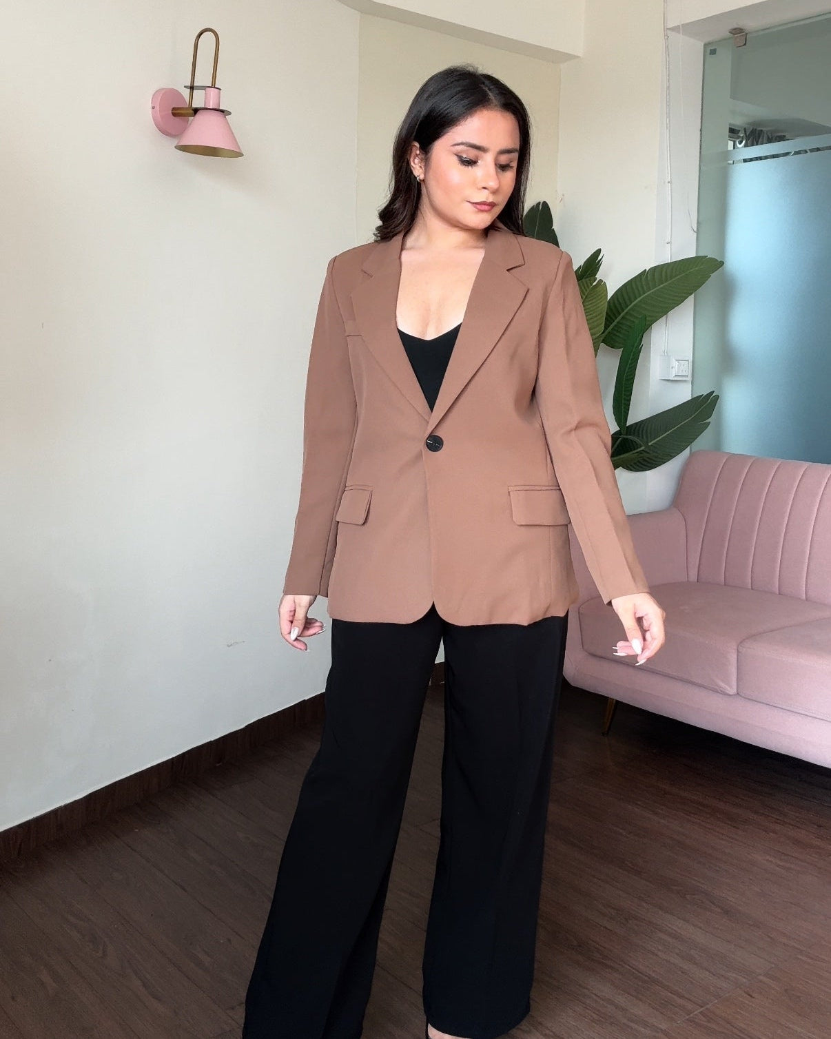 Premium Fitted Blazer With Shoulder Padding