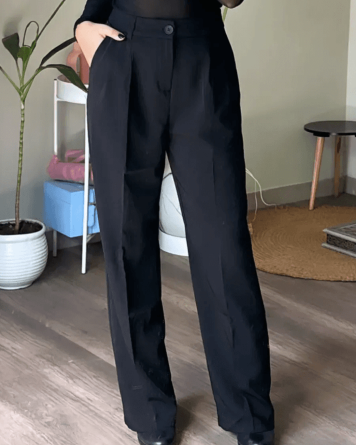 High Waisted Tailored Wide Leg Pants