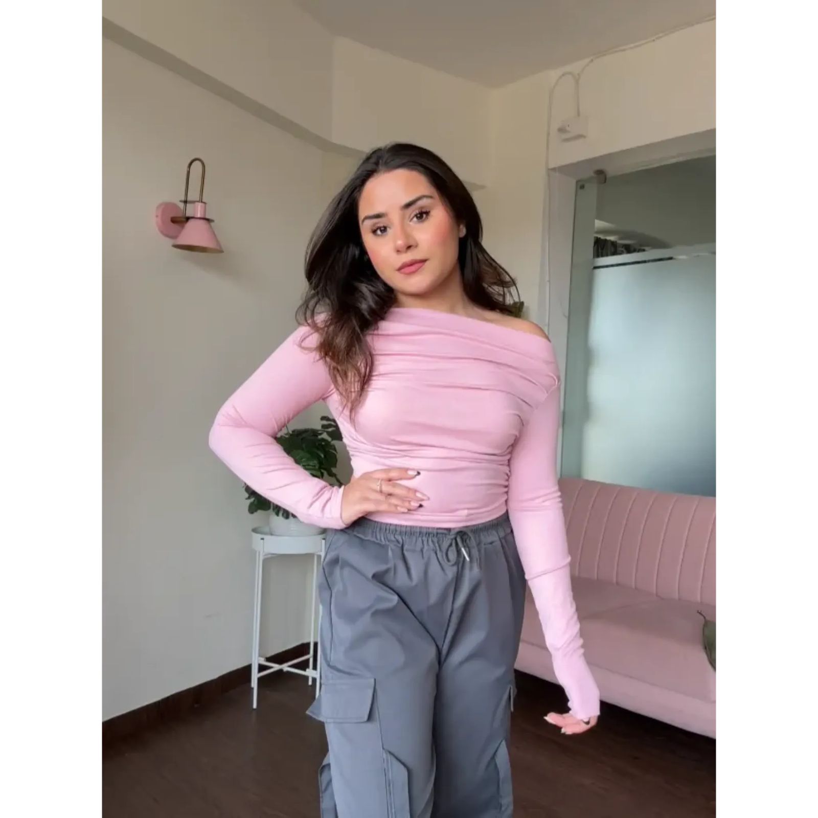 Boat Neck Solid Full Sleeve Top