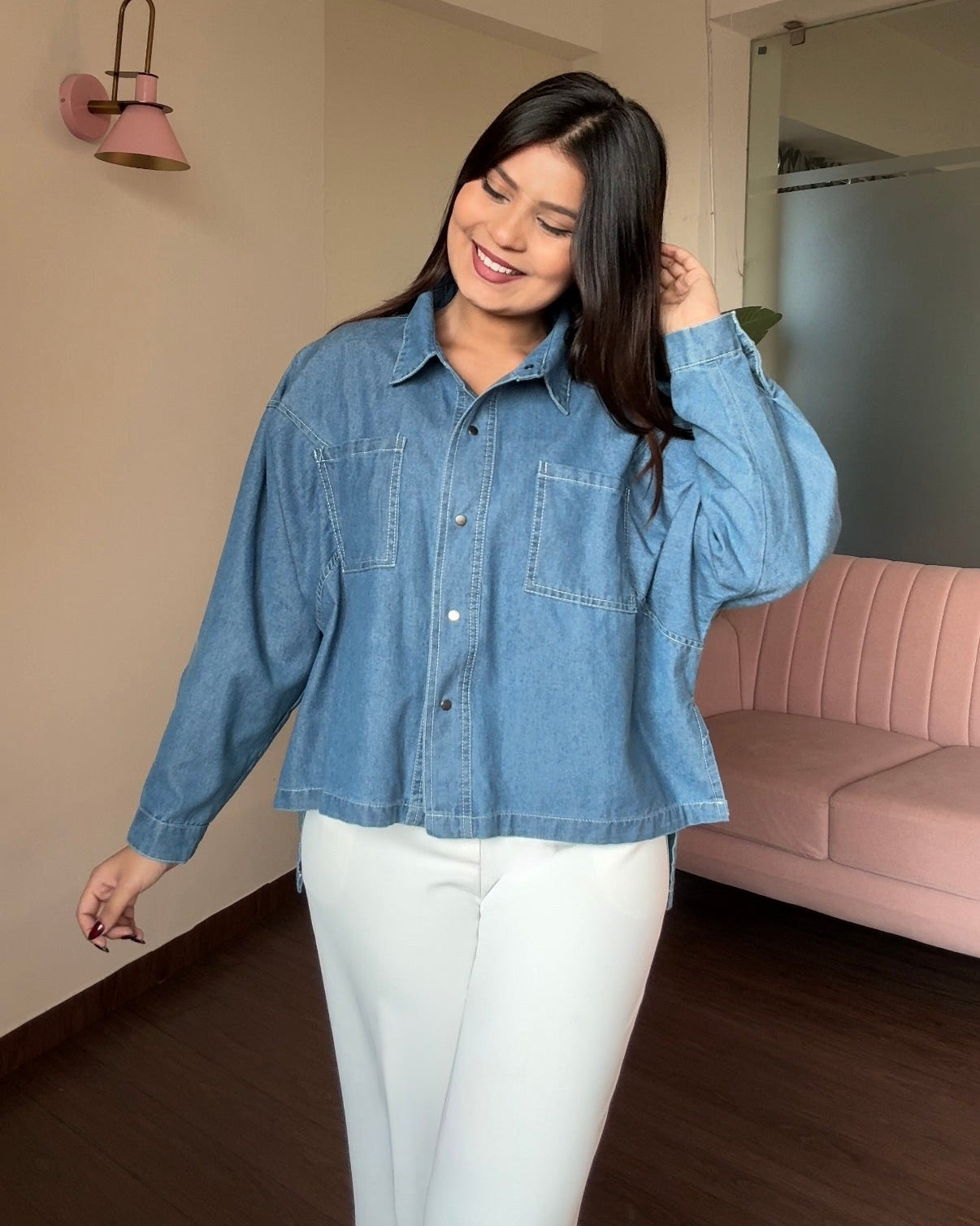 Contrast Detailing Denim Shirt