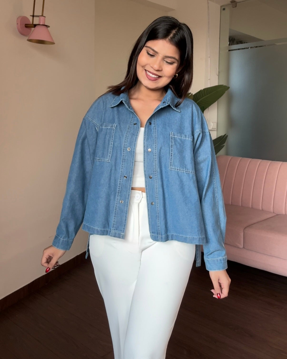 Contrast Detailing Denim Shirt