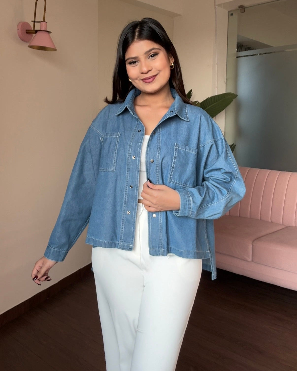 Contrast Detailing Denim Shirt