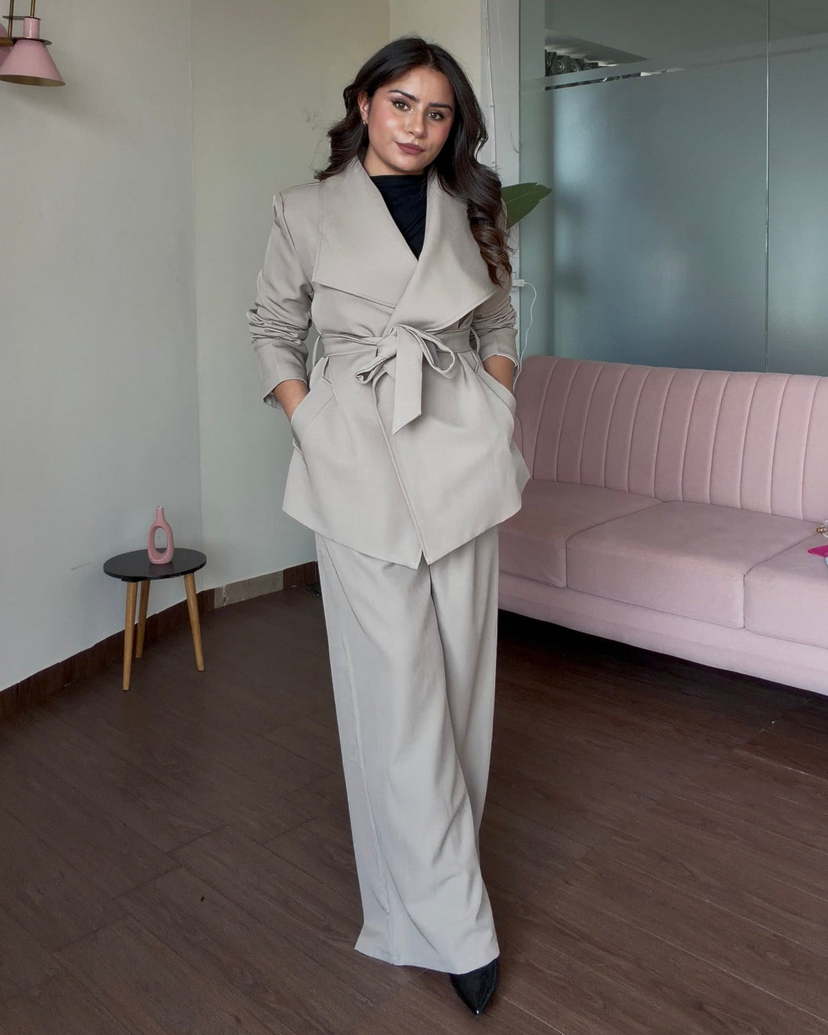 Heavy Coat And Tailored Pants Formal Set