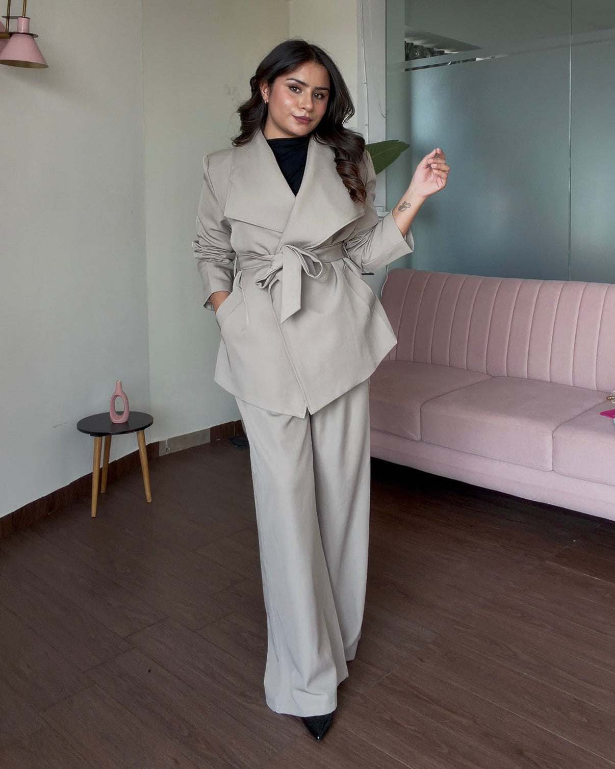 Heavy Coat And Tailored Pants Formal Set