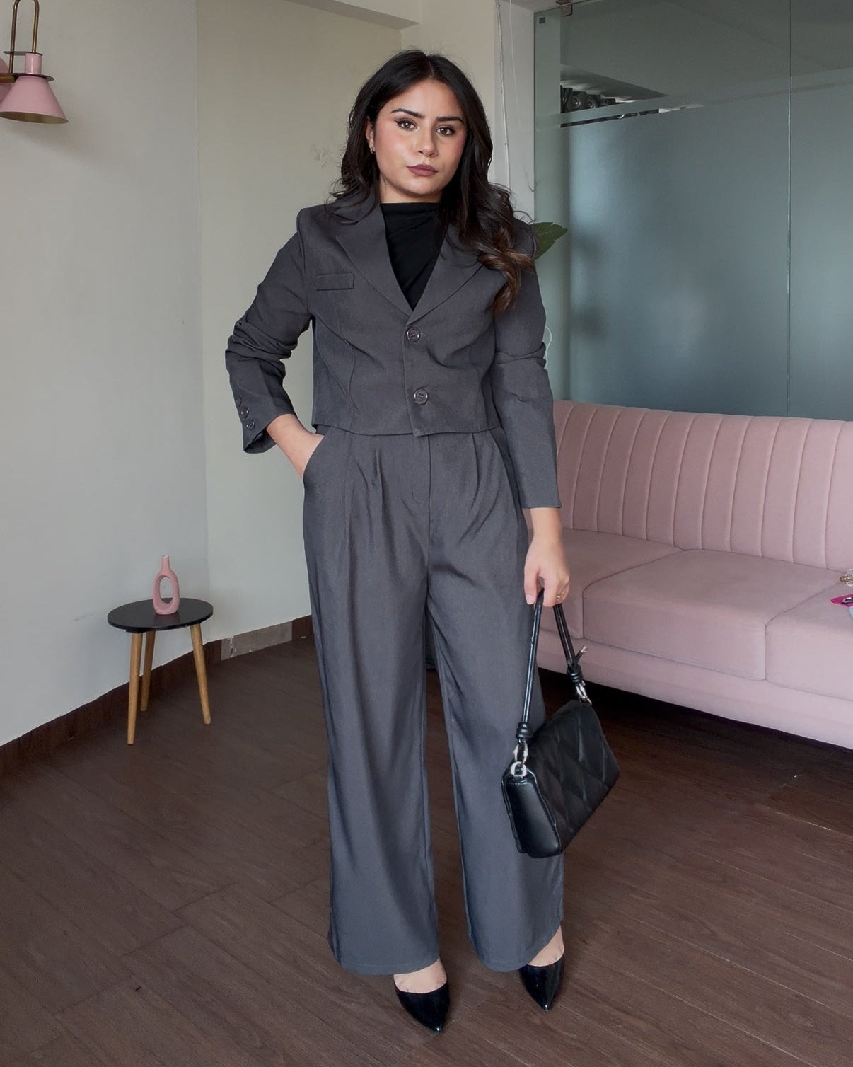 Cropped Blazer And Tailored Pants Formal Set