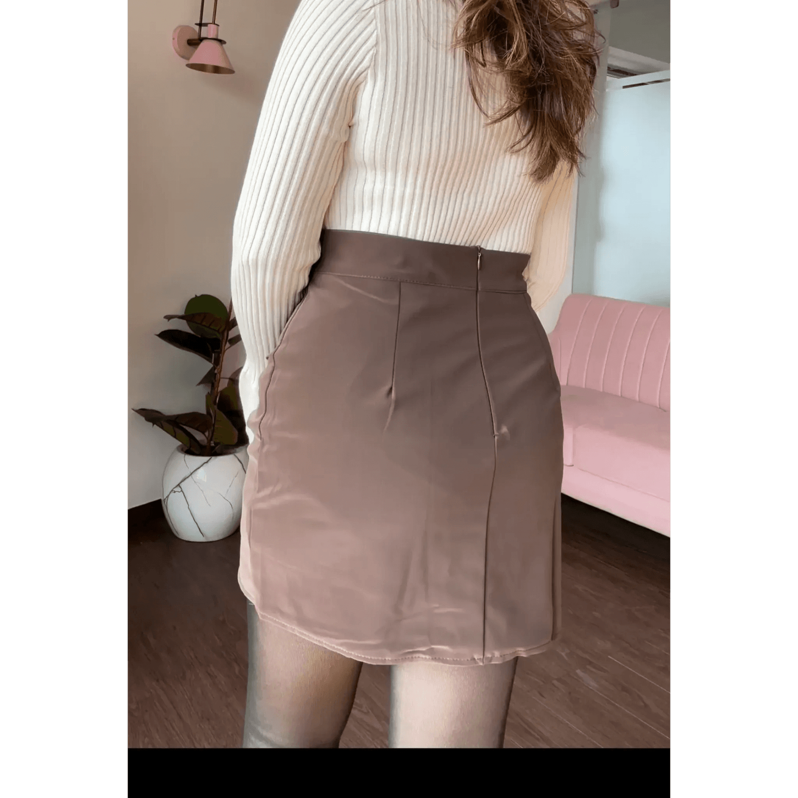 Side Ruched Mini Matte Leather Skirt