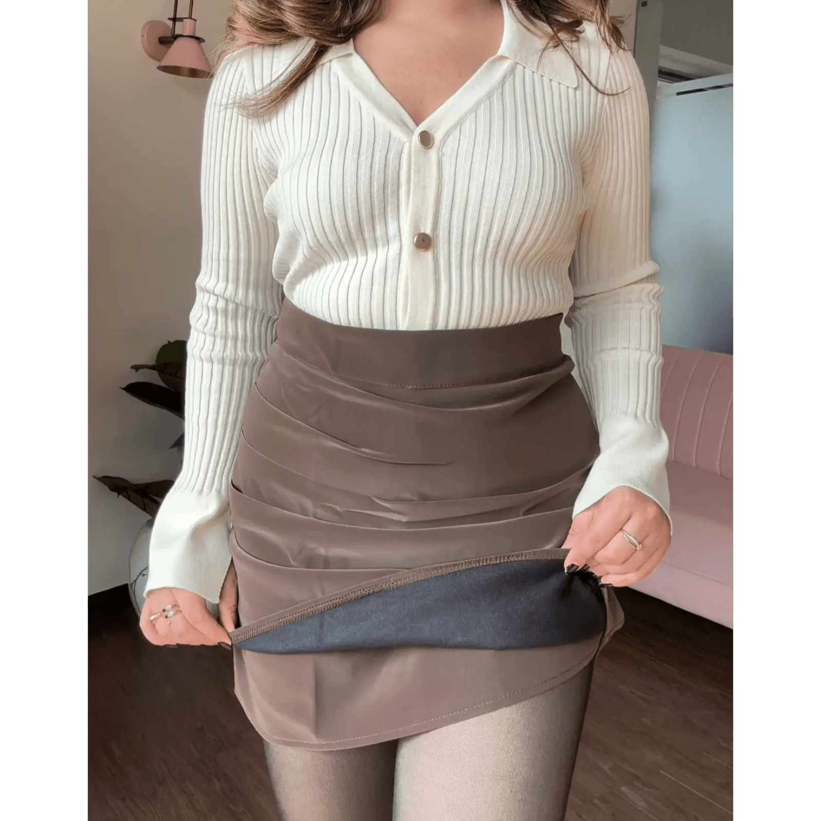 Side Ruched Mini Matte Leather Skirt