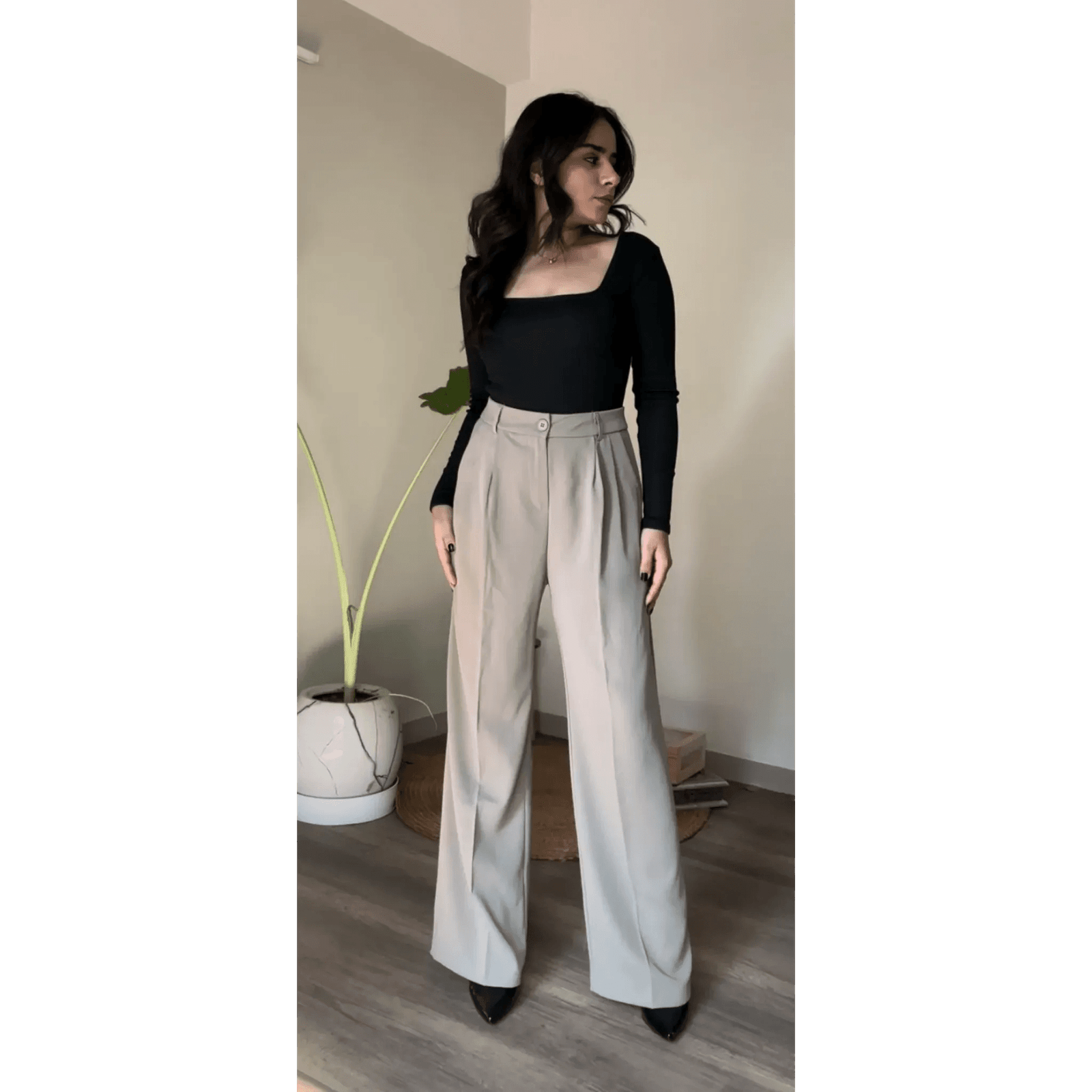 High Waisted Tailored Wide Leg Pants