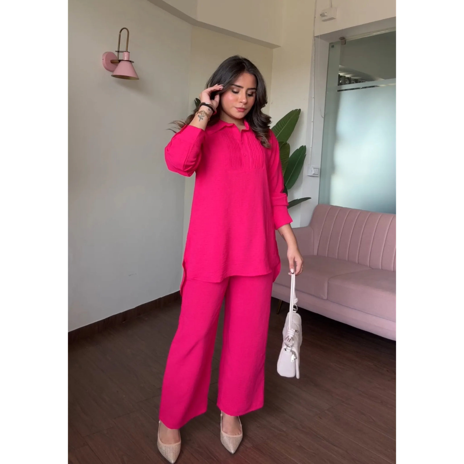 Solid Work Wear Plain Summer Co-ord Set