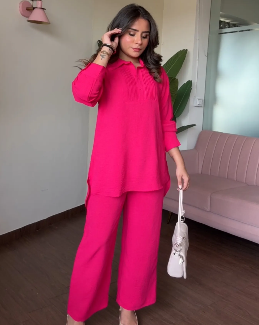 Solid Work Wear Plain Summer Co-ord Set