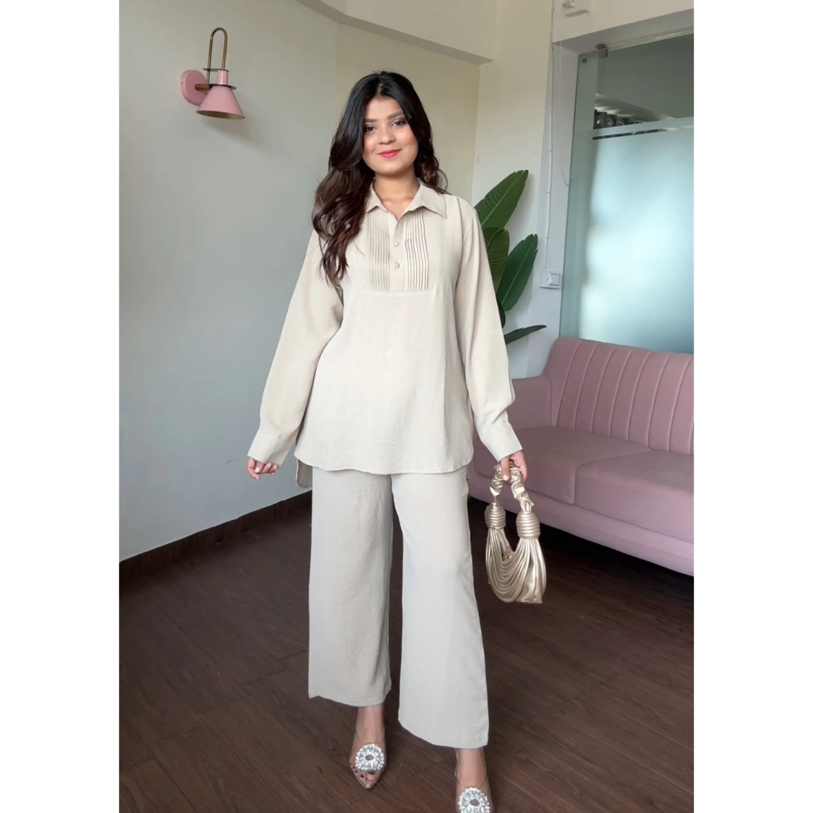 Solid Work Wear Plain Summer Co-ord Set