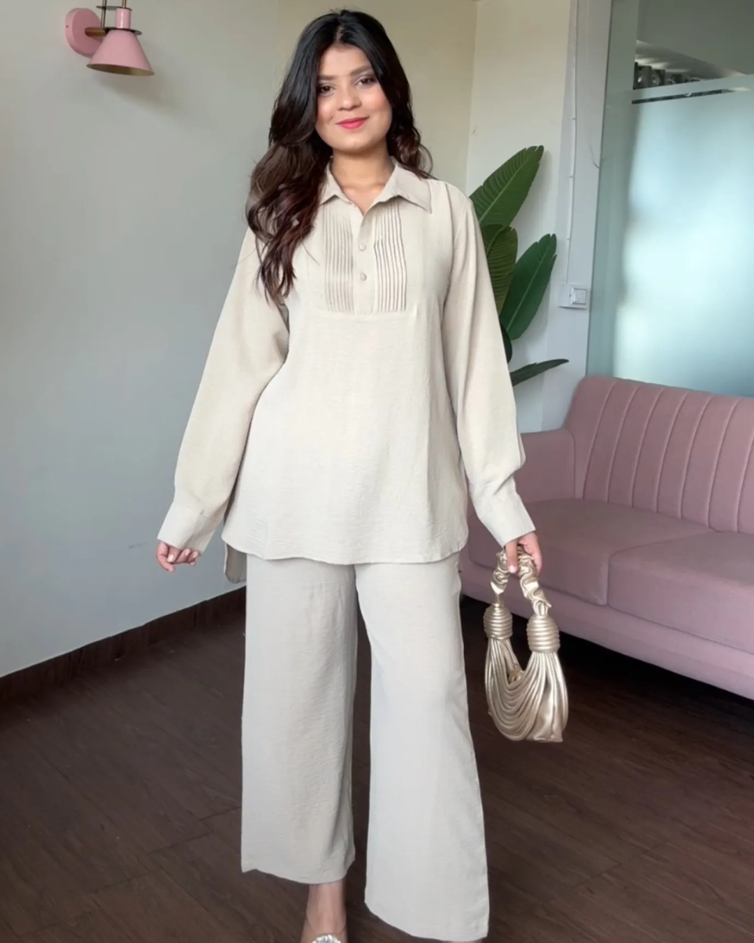 Solid Work Wear Plain Summer Co-ord Set