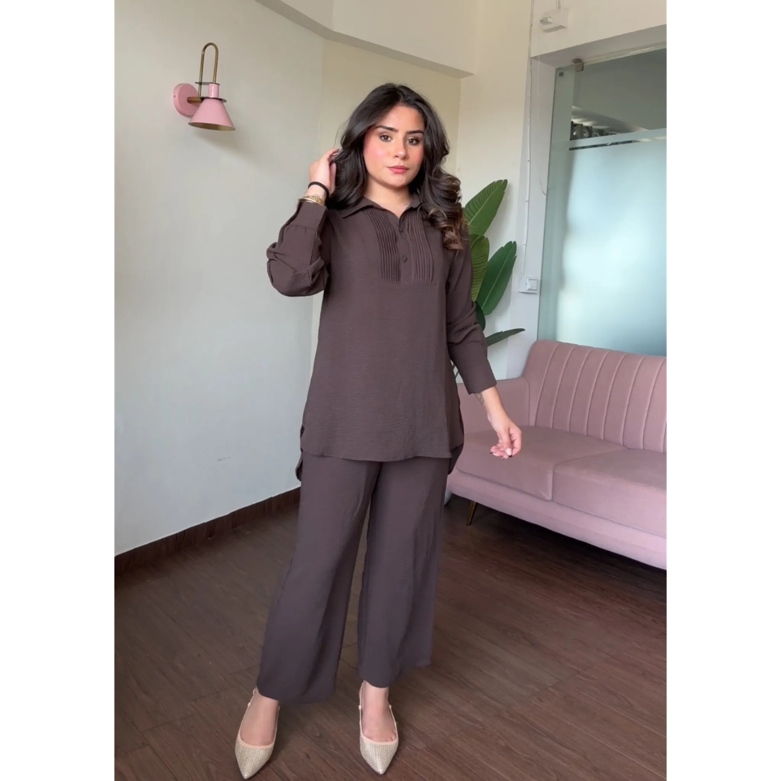 Solid Work Wear Plain Summer Co-ord Set