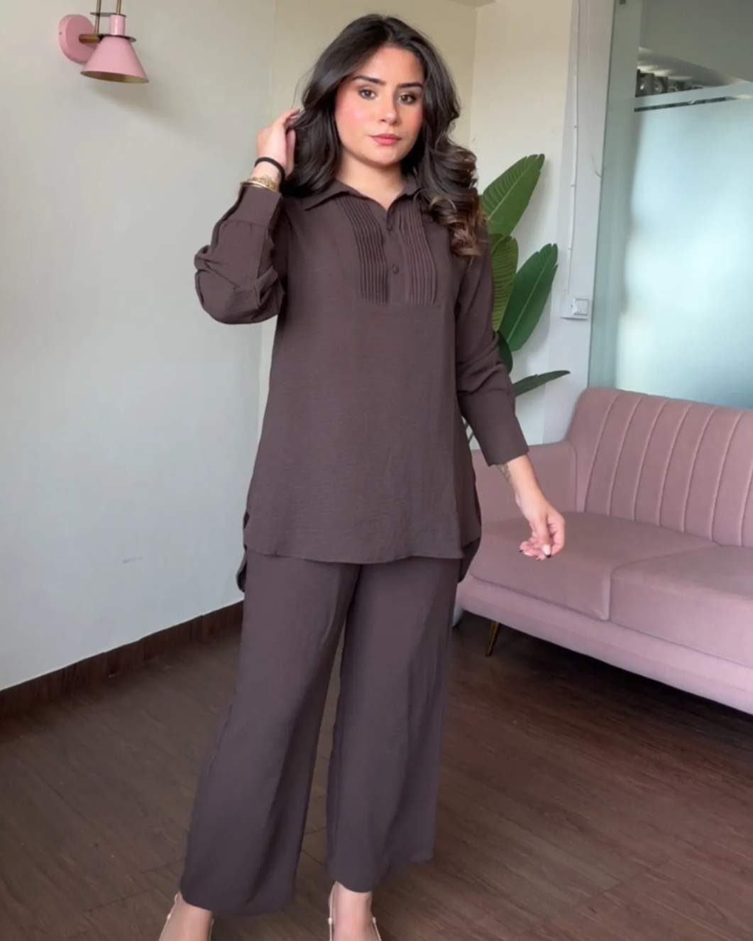 Solid Work Wear Plain Summer Co-ord Set