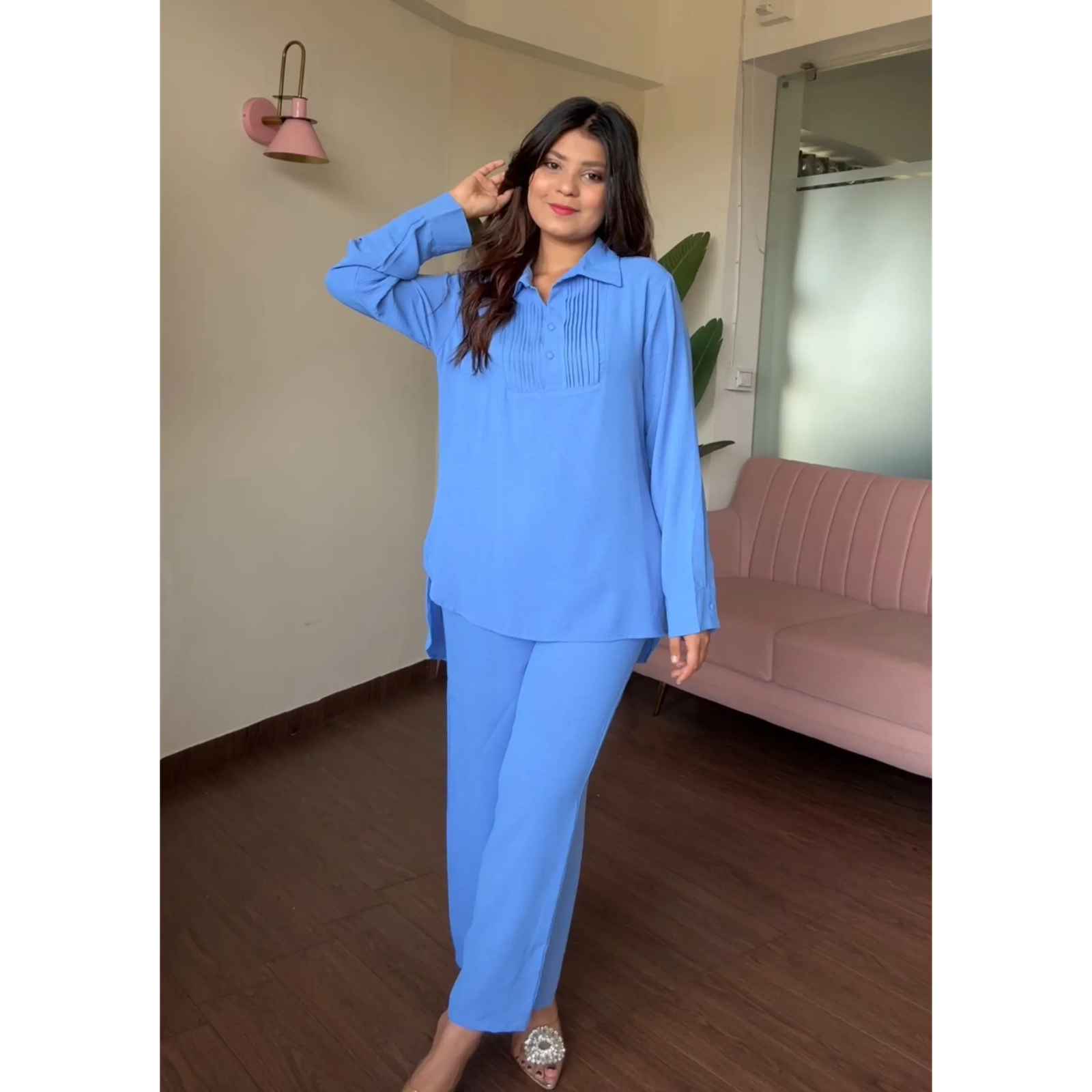 Solid Work Wear Plain Summer Co-ord Set