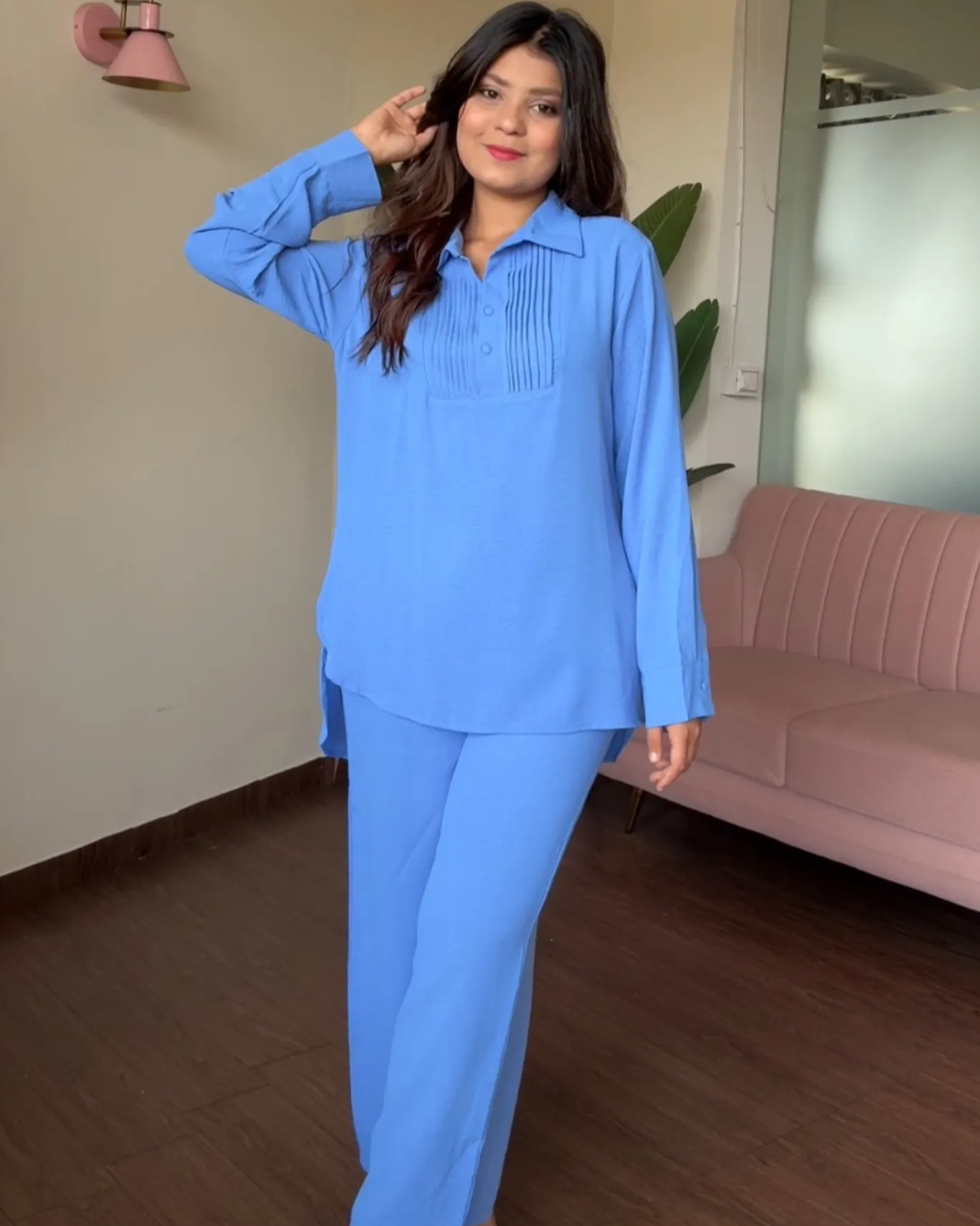 Solid Work Wear Plain Summer Co-ord Set