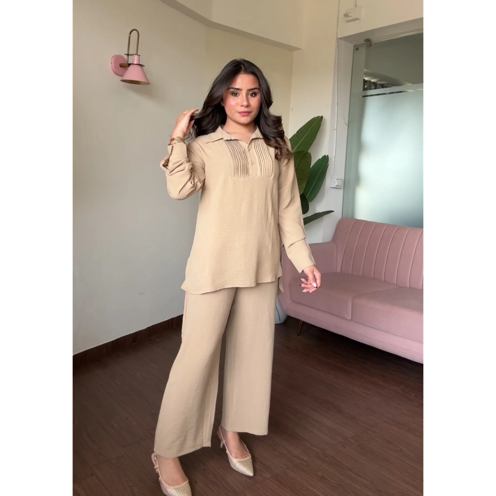 Solid Work Wear Plain Summer Co-ord Set
