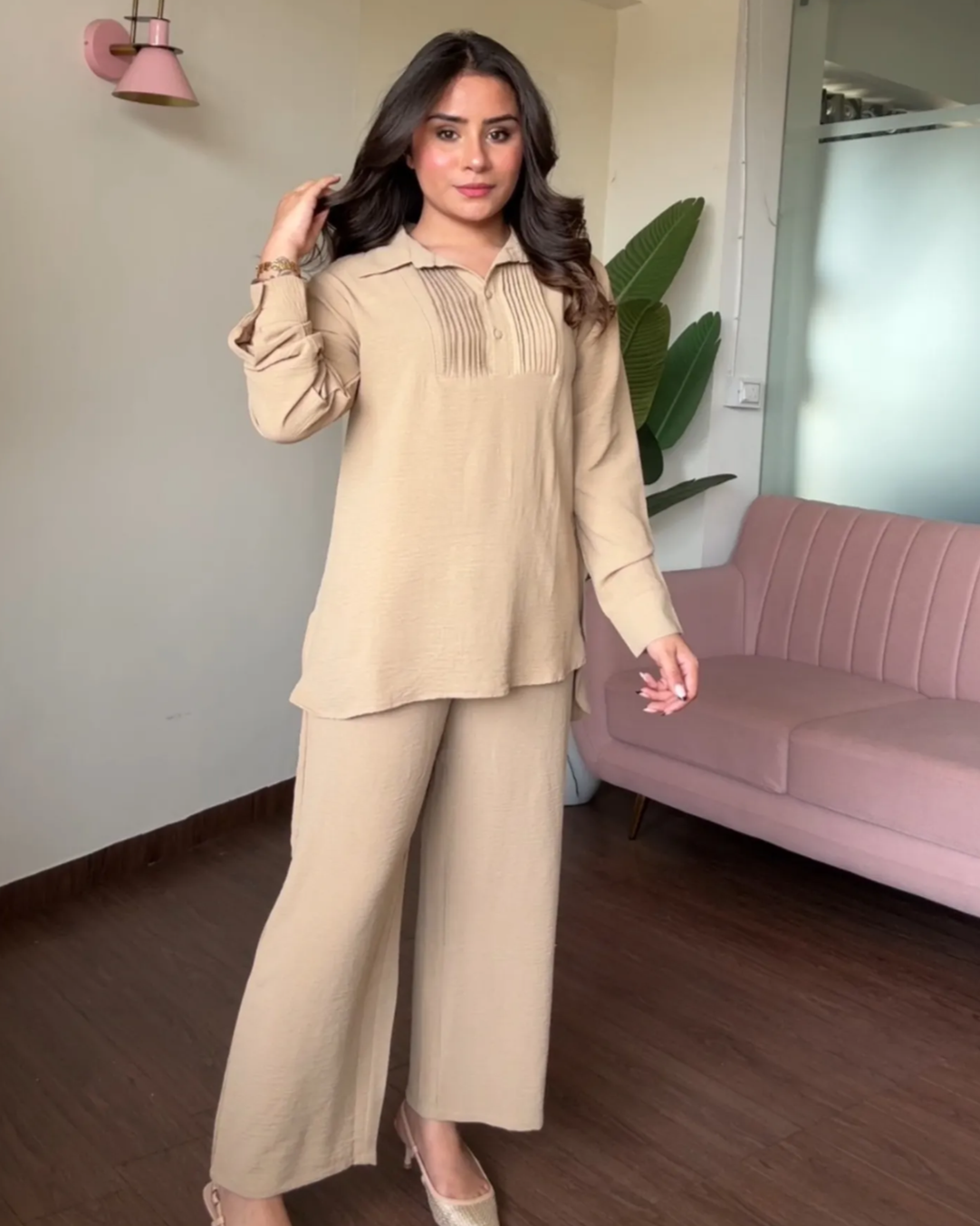 Solid Work Wear Plain Summer Co-ord Set