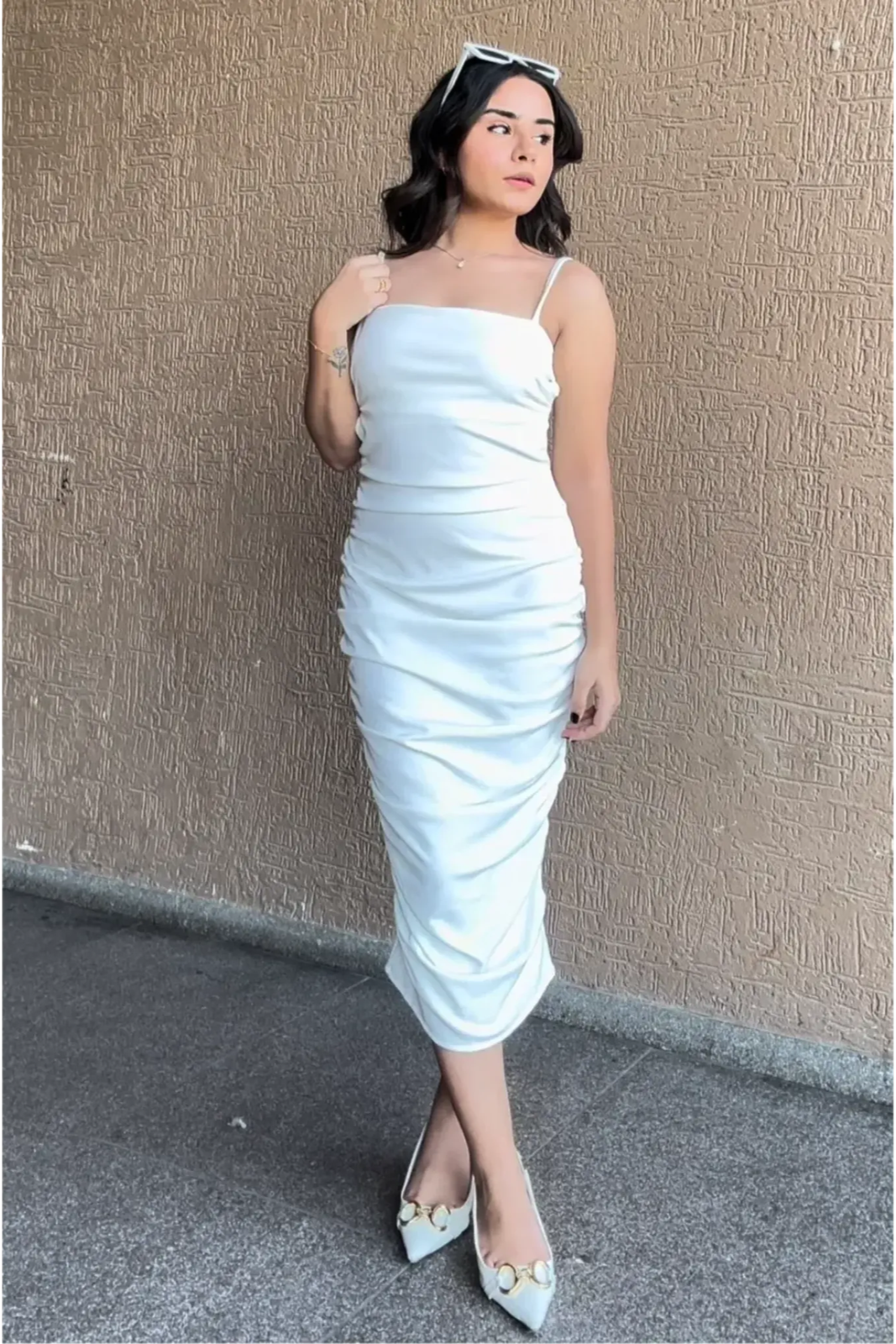 Ruched midi dress