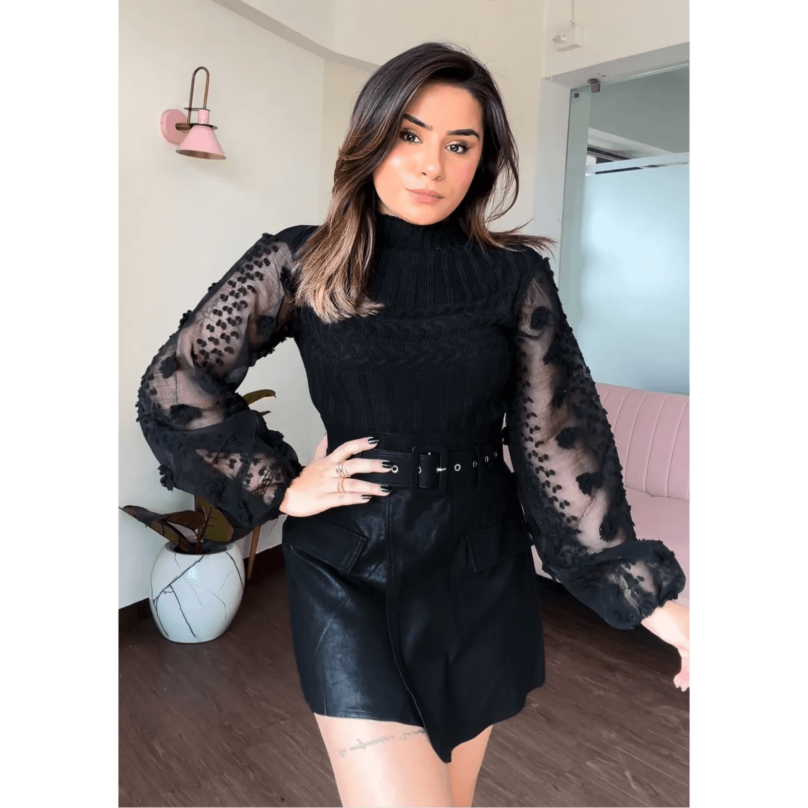 Textured Sleeve Detail Top