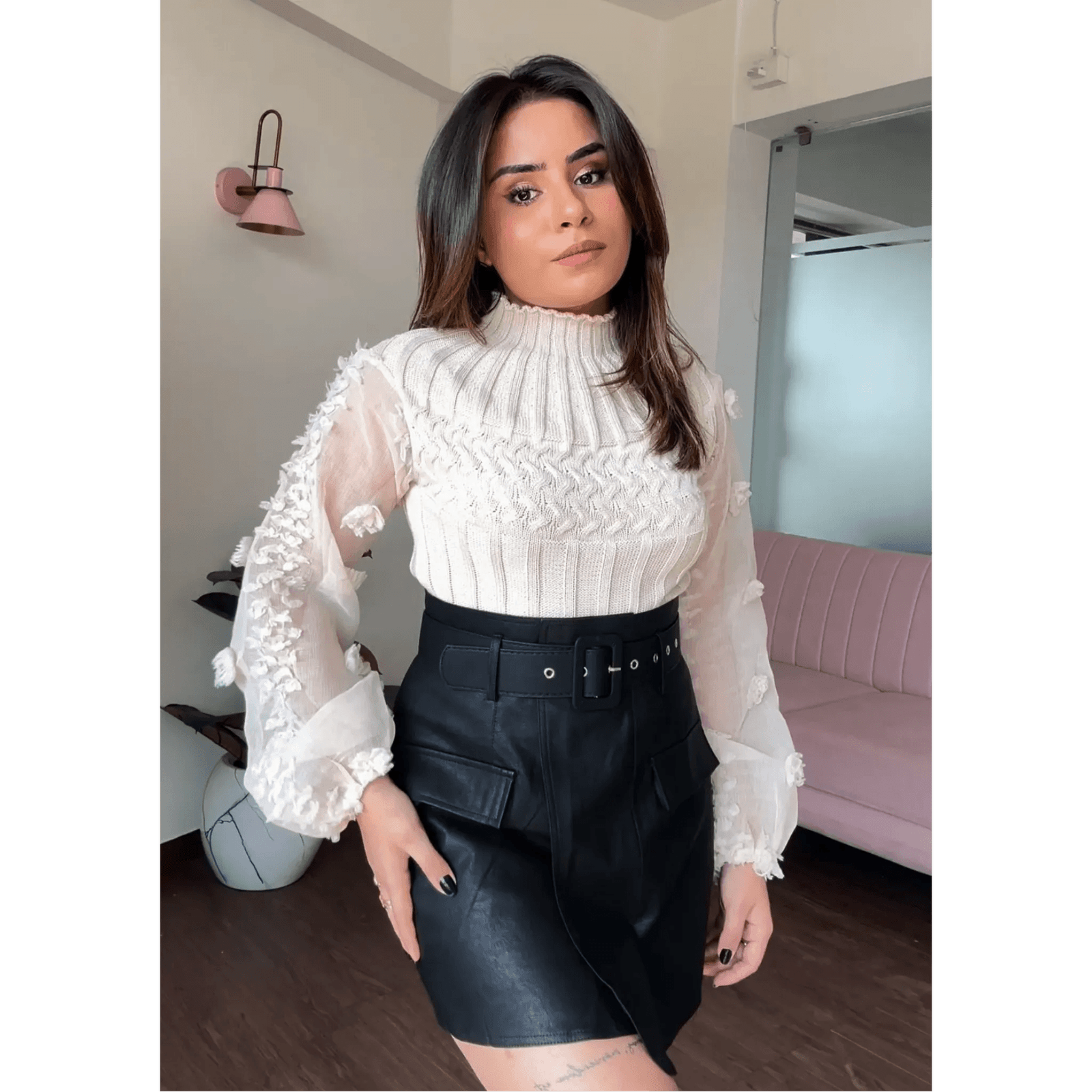 Textured Sleeve Detail Top