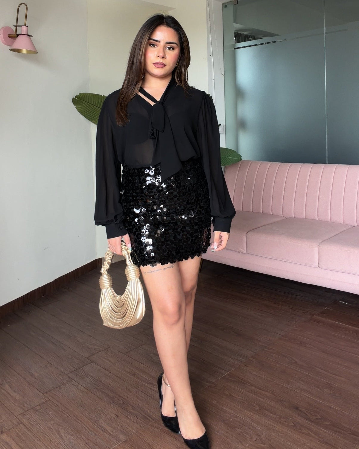 Petal Detailing Sequin Skirt