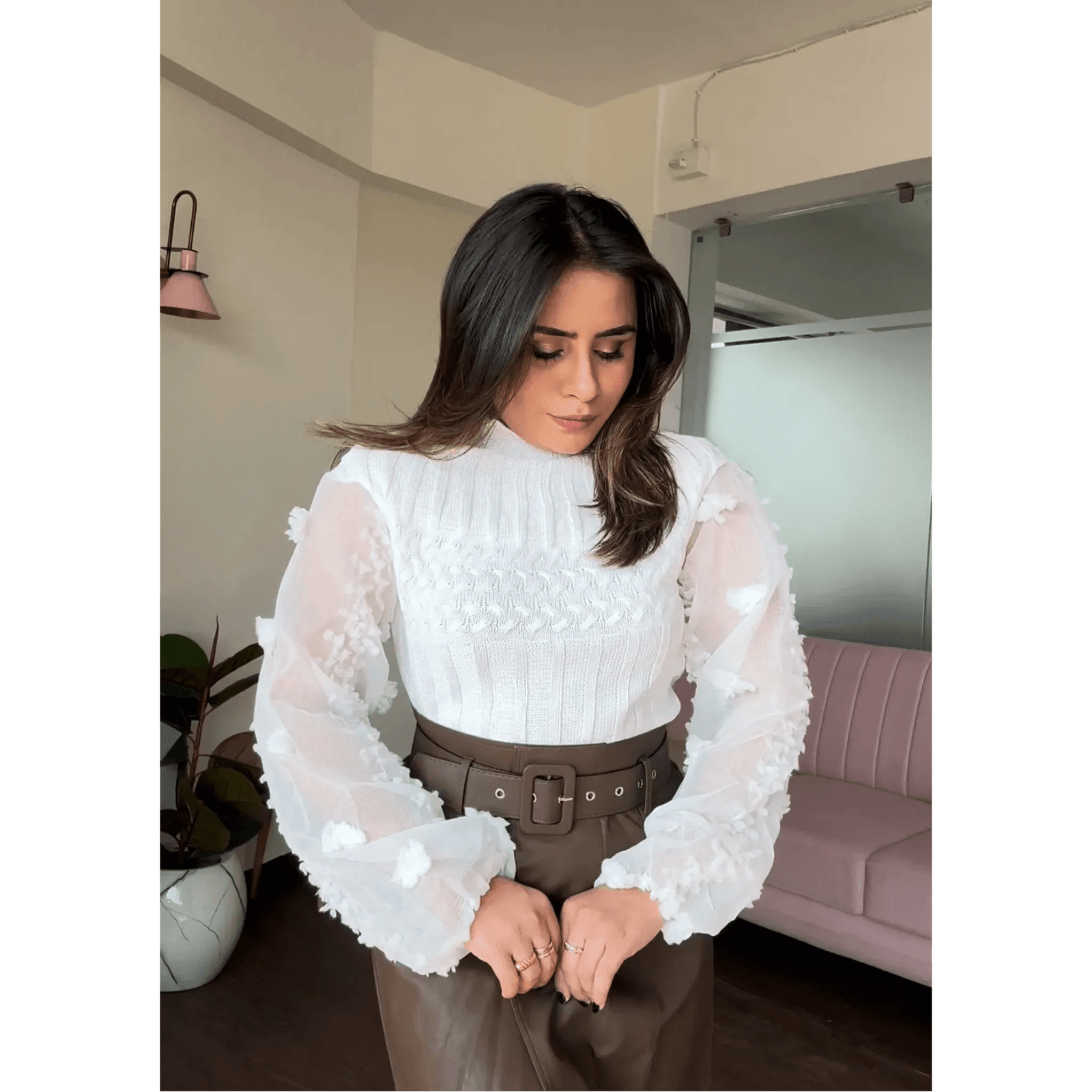 Textured Sleeve Detail Top