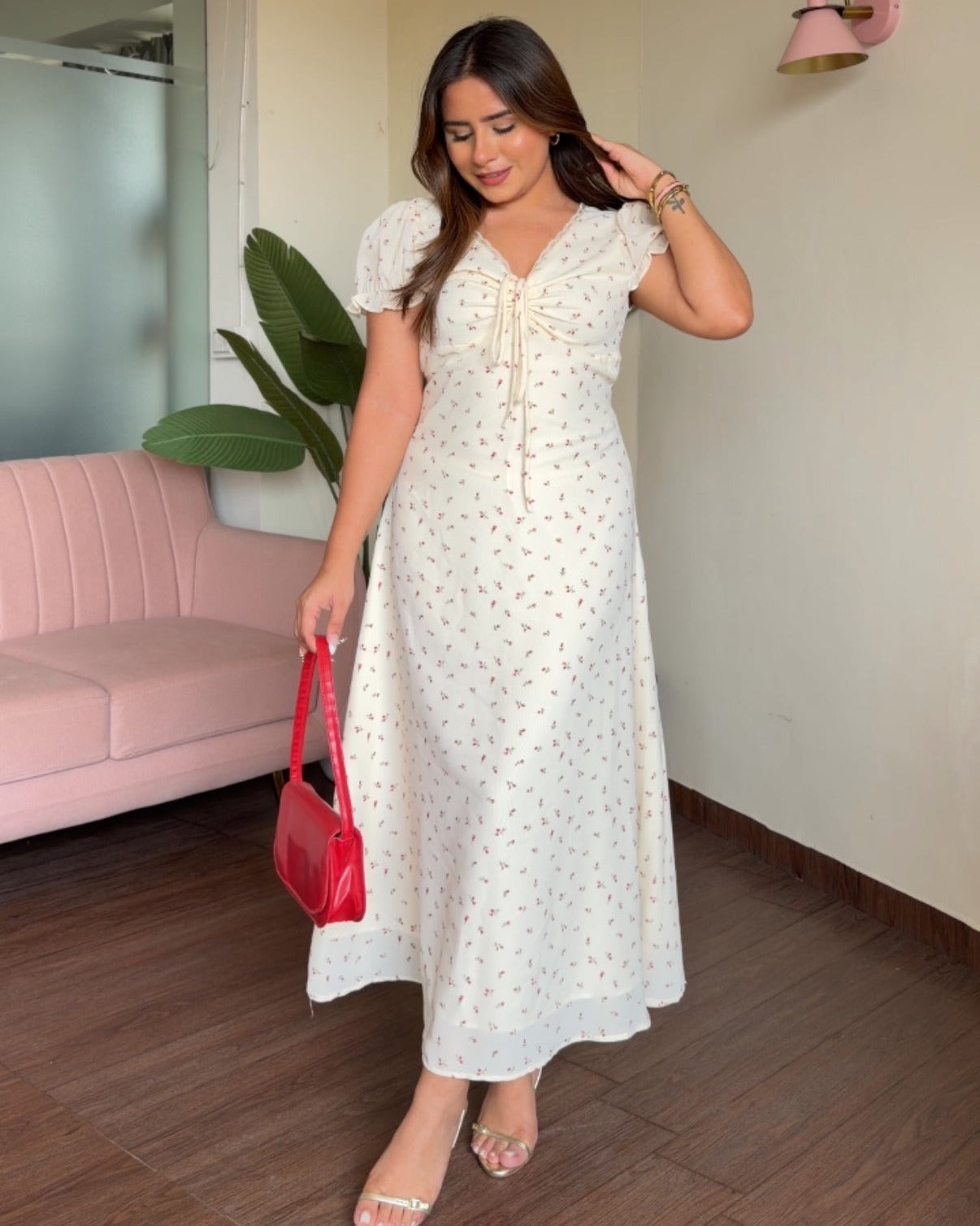 Floral Summer Sweetheart Neckline Dress