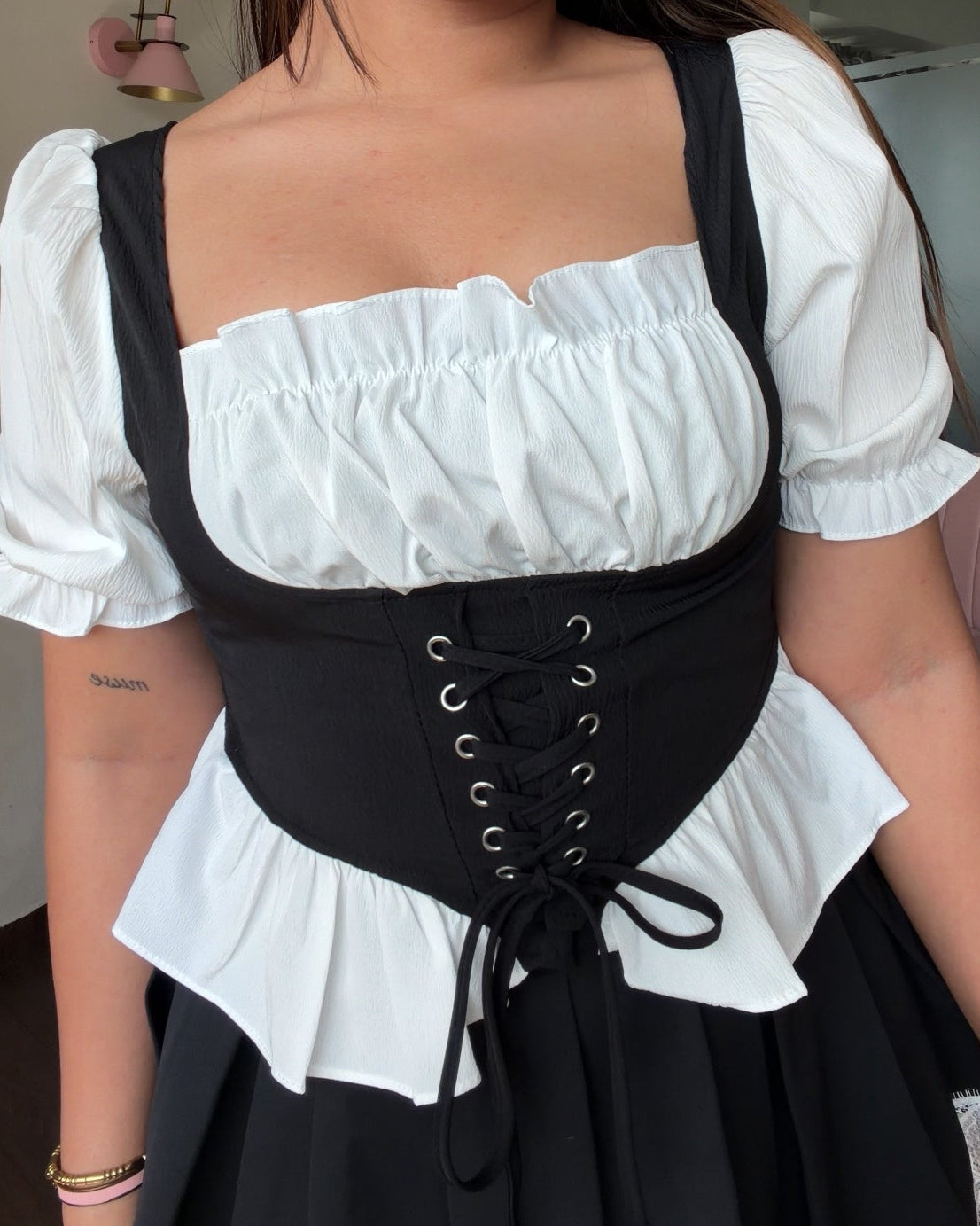 Puff Sleeve Corset Detailing Top